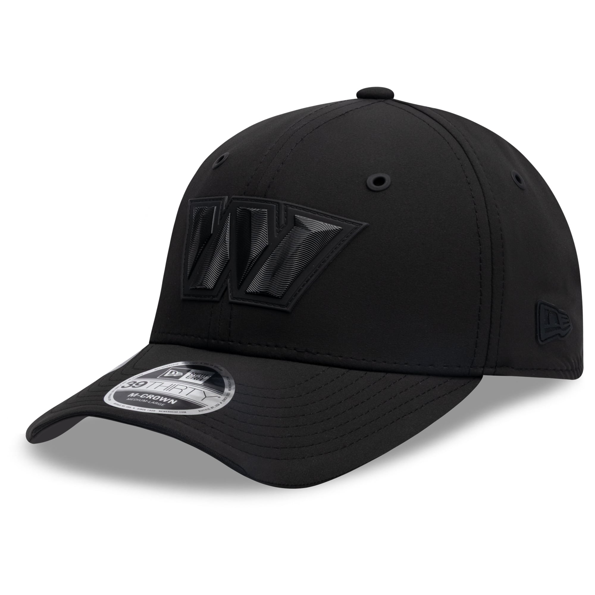 Casquette extensible New Era noire Washington Commanders 2026 Sideline 39THIRTY M-Crown pour homme
