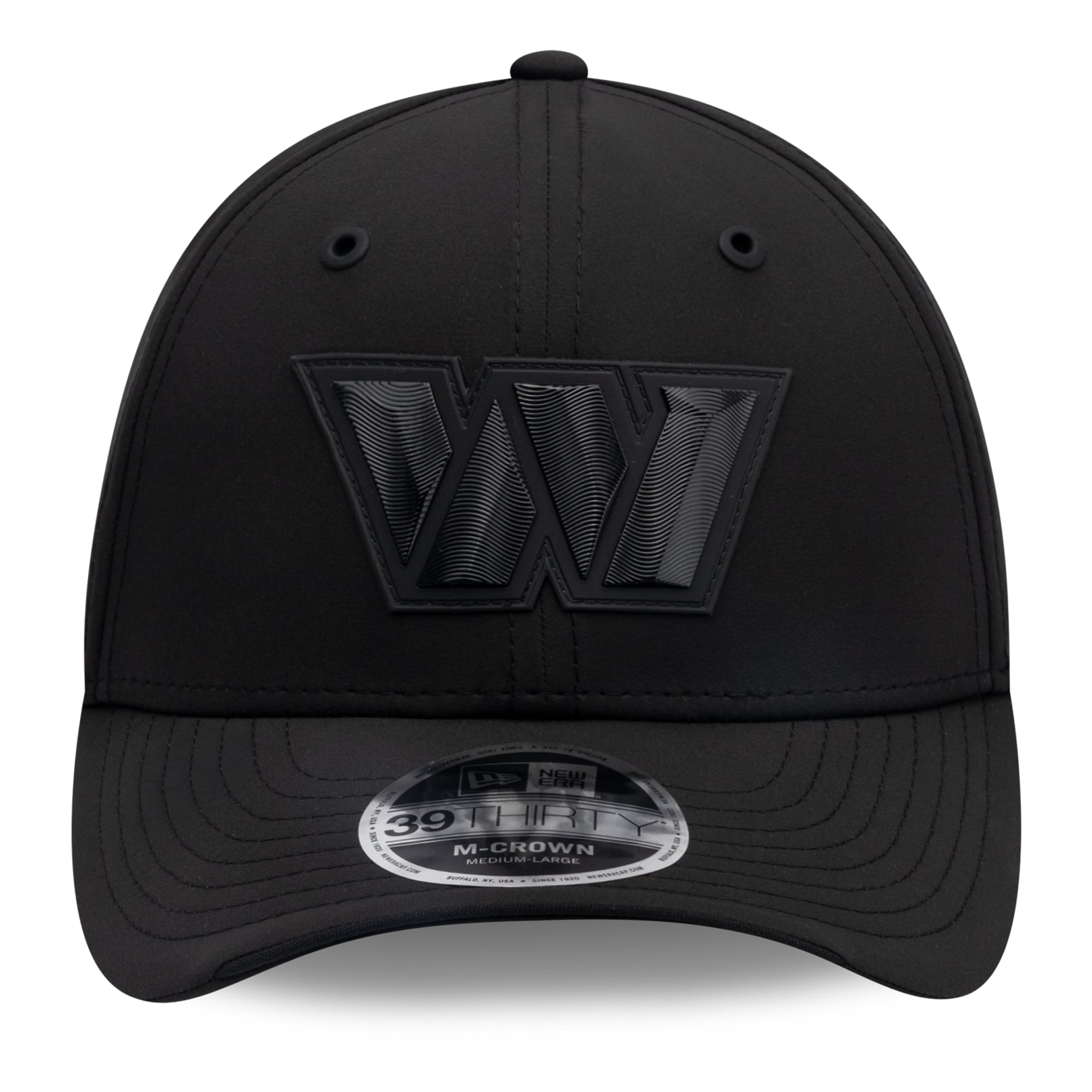 Casquette extensible New Era noire Washington Commanders 2026 Sideline 39THIRTY M-Crown pour homme