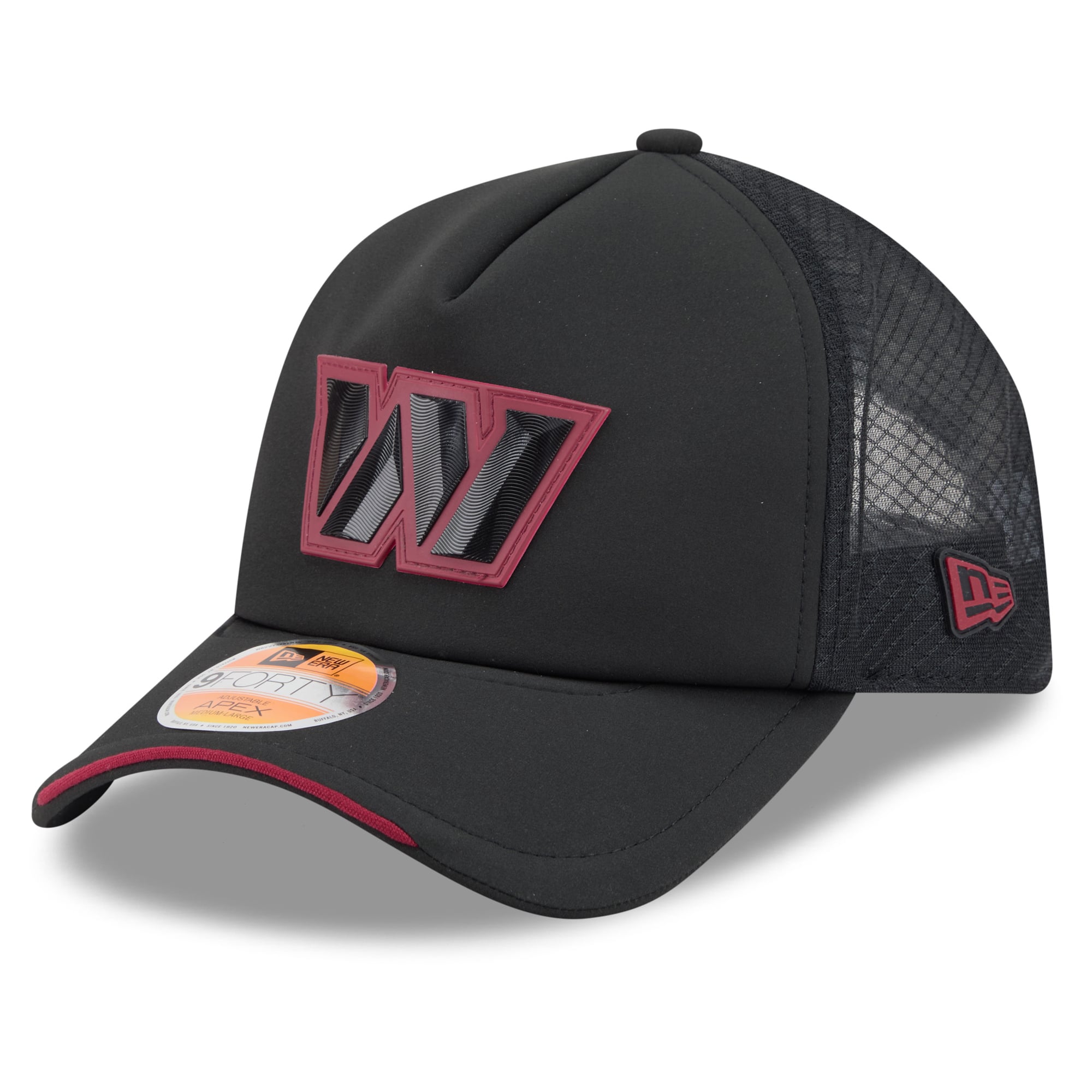 Men's New Era Burgundy Washington Commanders 2026 Sideline Apex 9FORTY Adjustable Trucker Hat