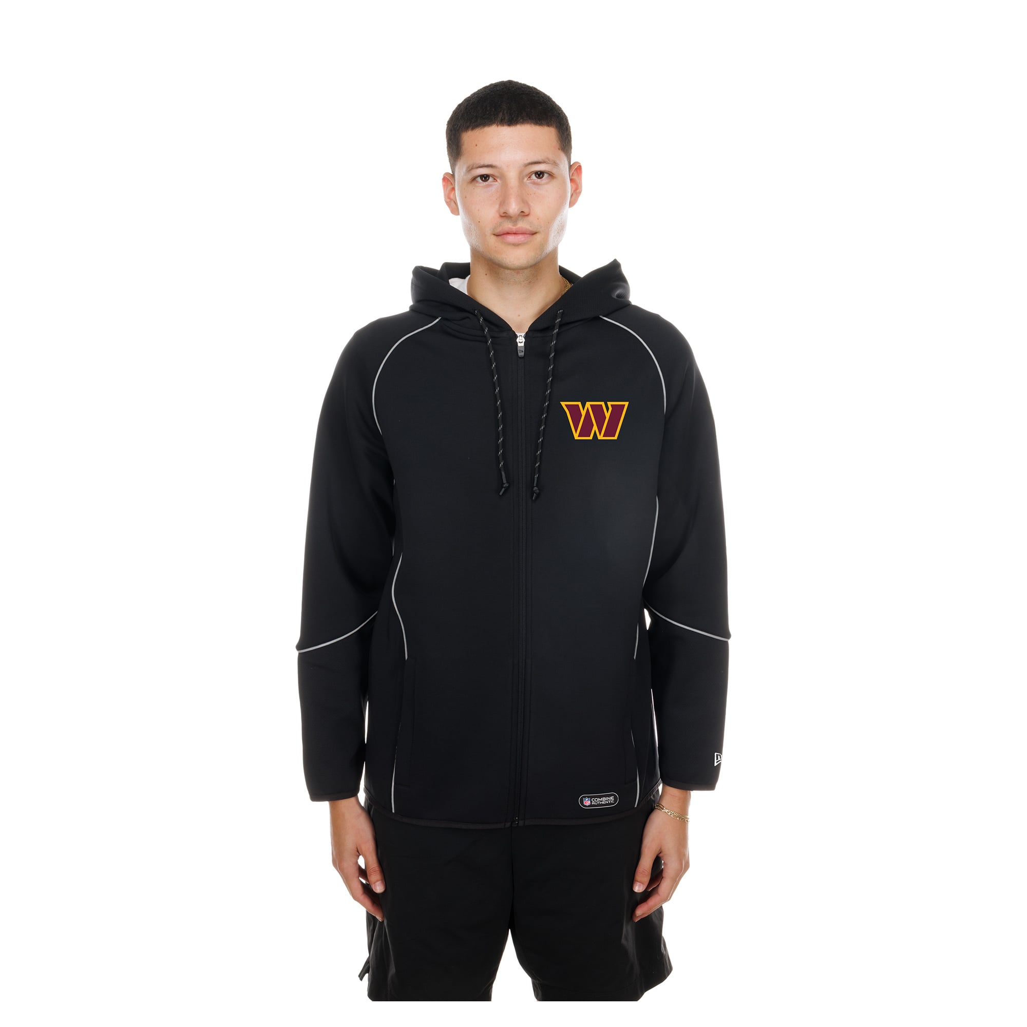 Men's New Era Black Washington Commanders Combine Authentic Raglan Full-Zip Hoodie