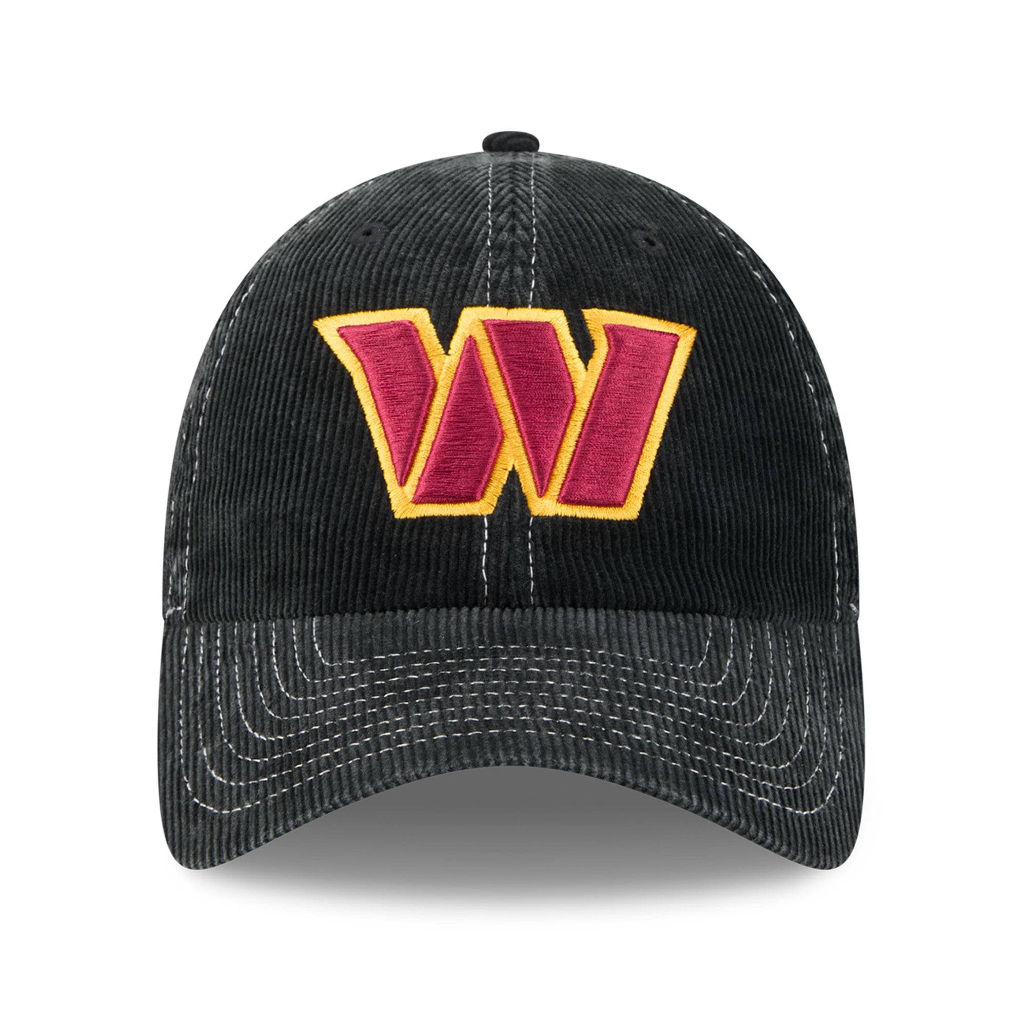 Casquette New Era noire Washington Commanders en velours côtelé pour homme, style classique décontracté et ajustable