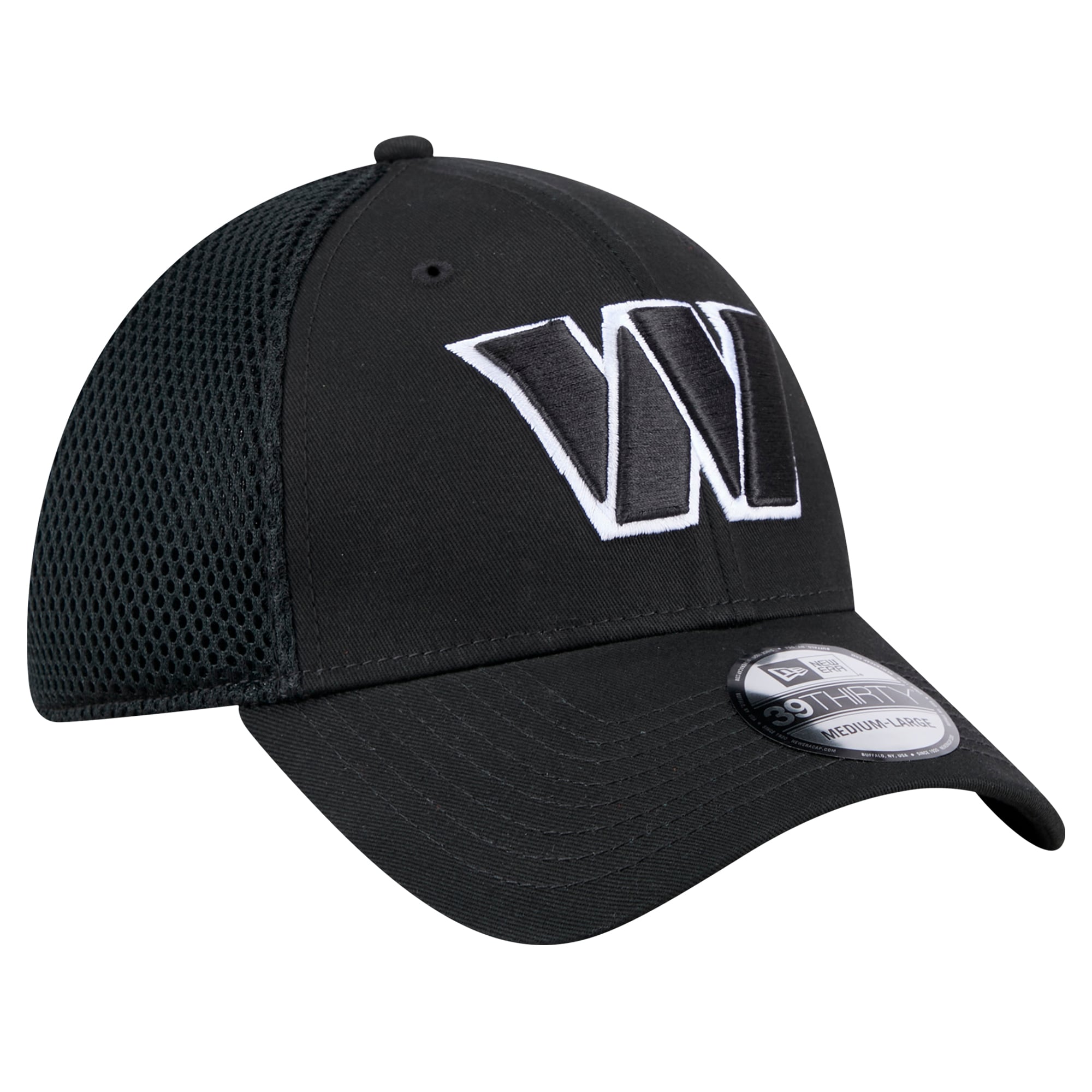 Casquette New Era noire Washington Commanders Main Neo 39THIRTY Flex pour homme