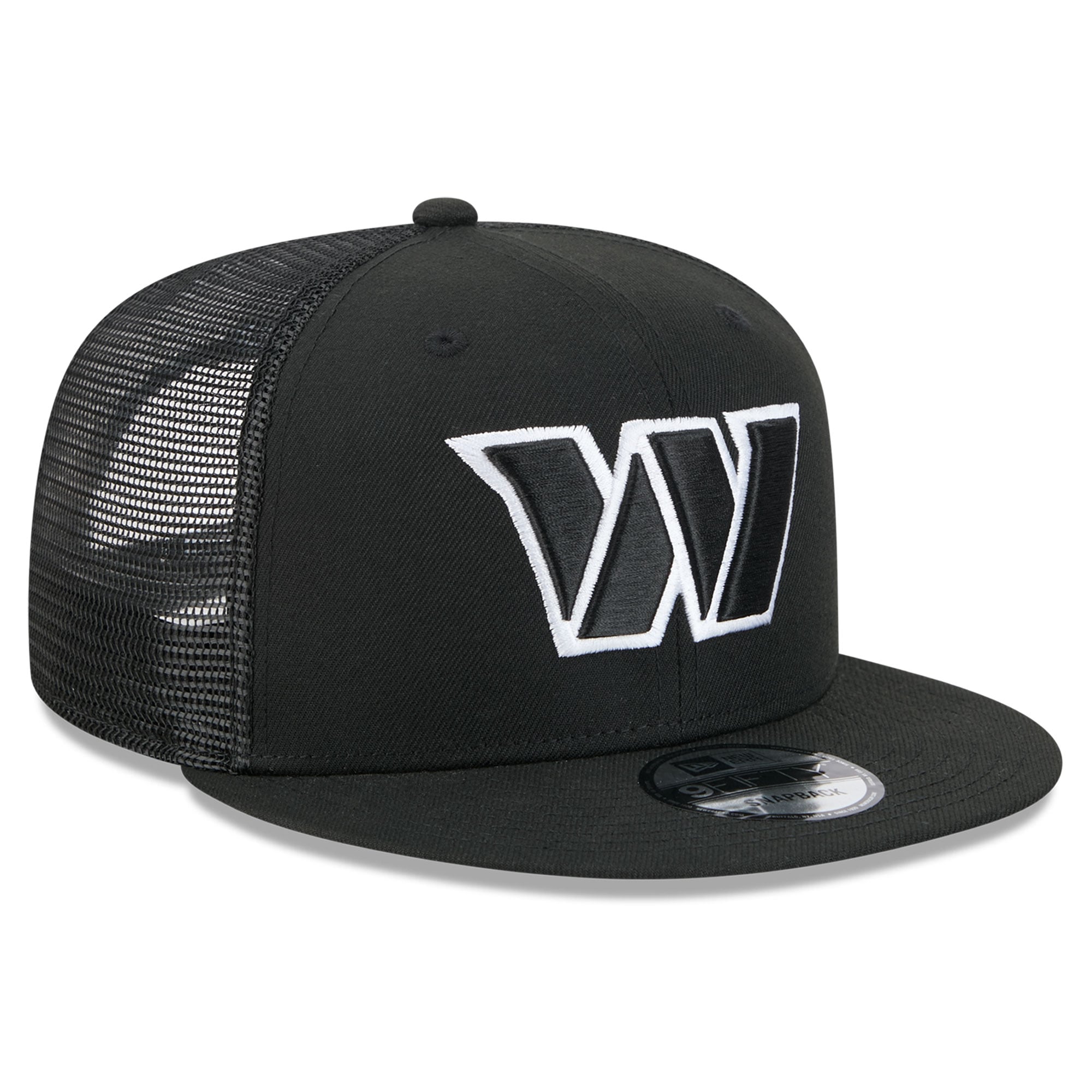 Casquette trucker New Era Washington Commanders 9FIFTY Snapback noire et blanche pour homme