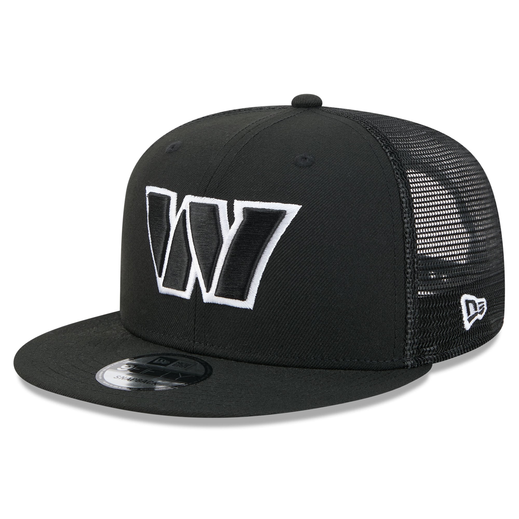 Casquette trucker New Era Washington Commanders 9FIFTY Snapback noire et blanche pour homme