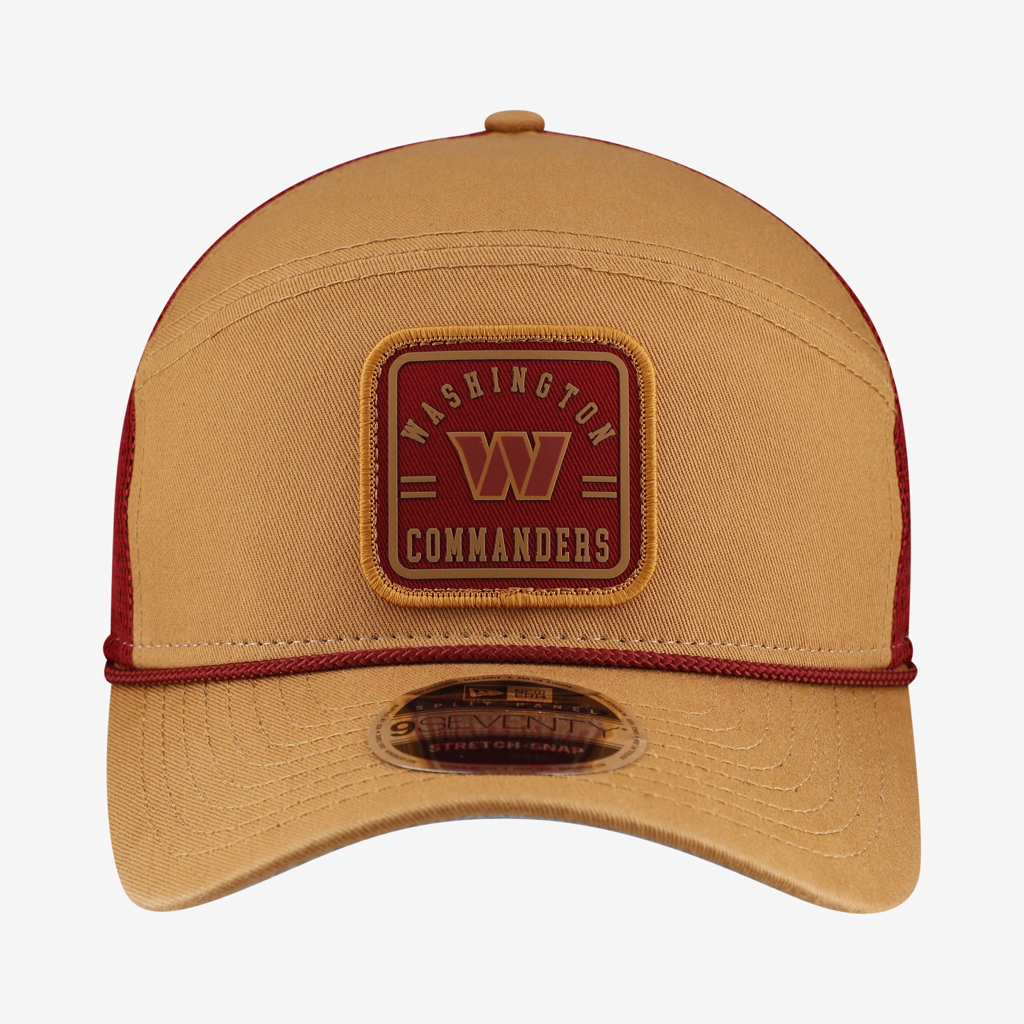 Men's New Era Brown/Burgundy Washington Commanders Team Patch Split Panel 9SEVENTY Adjustable Trucker Hat
