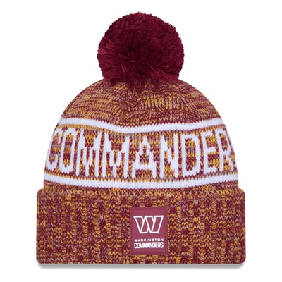 Washington Commanders New Era 2025 Sideline Cold Weather Cuffed Knit Hat with Pom - Burgundy