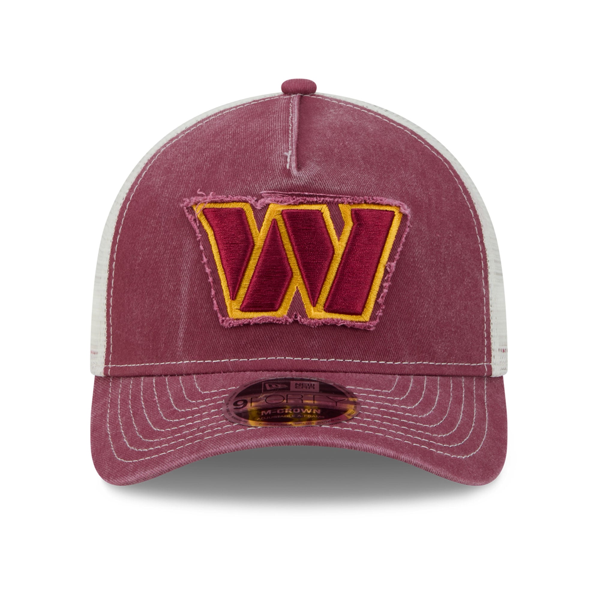 Casquette trucker ajustable New Era bordeaux Washington Commanders pour homme, modèle 9FORTY.