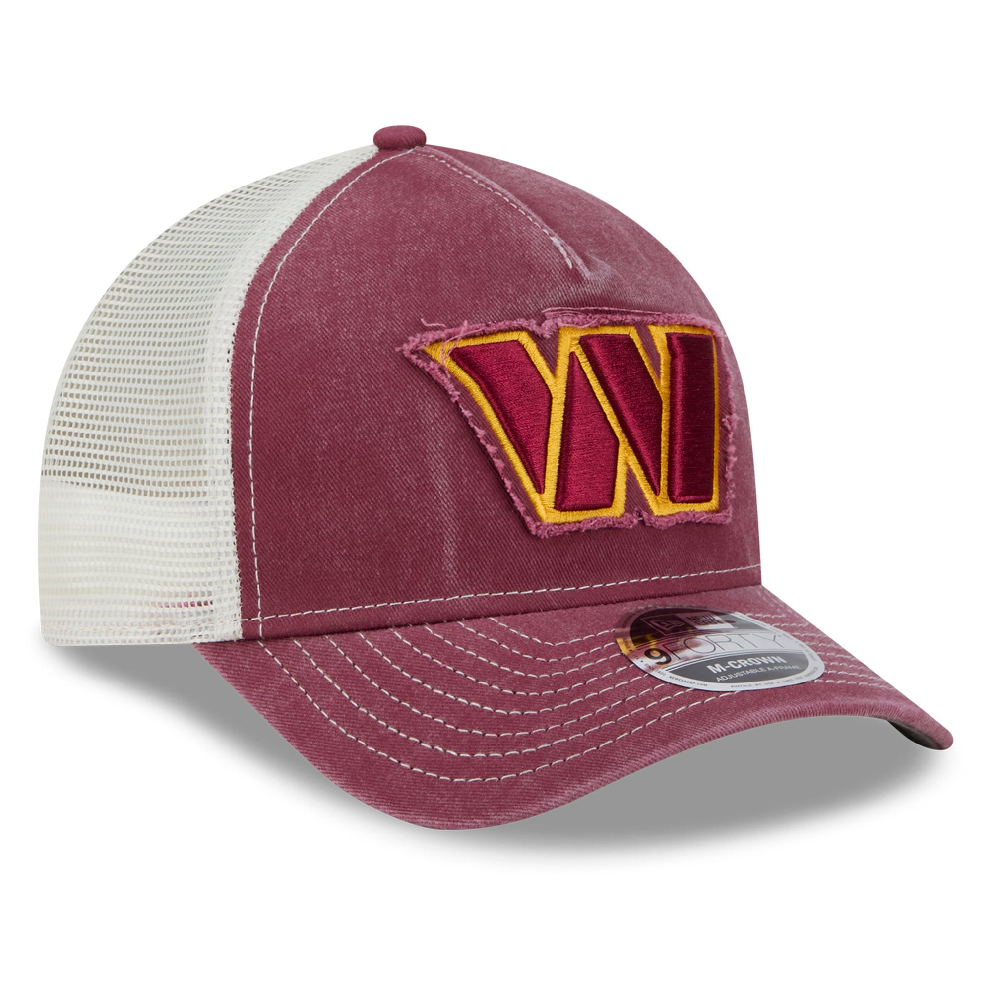 Casquette trucker ajustable New Era bordeaux Washington Commanders pour homme, modèle 9FORTY.