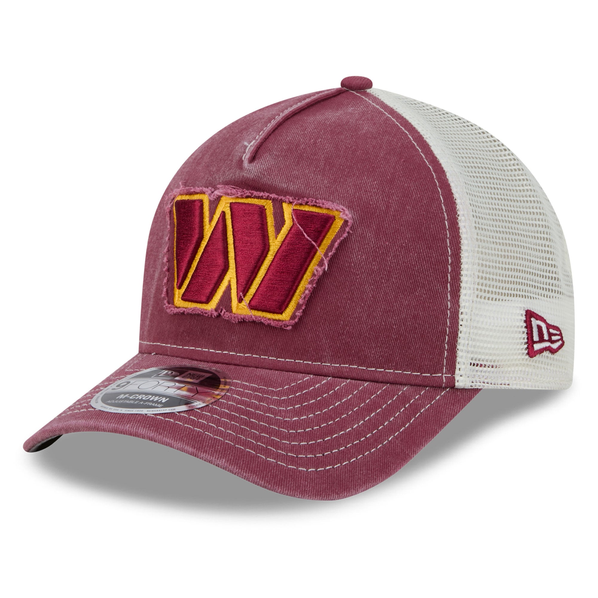 Casquette trucker ajustable New Era bordeaux Washington Commanders pour homme, modèle 9FORTY.