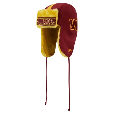 Washington Commanders New Era Helmet Head Trapper Knit Hat - Burgundy