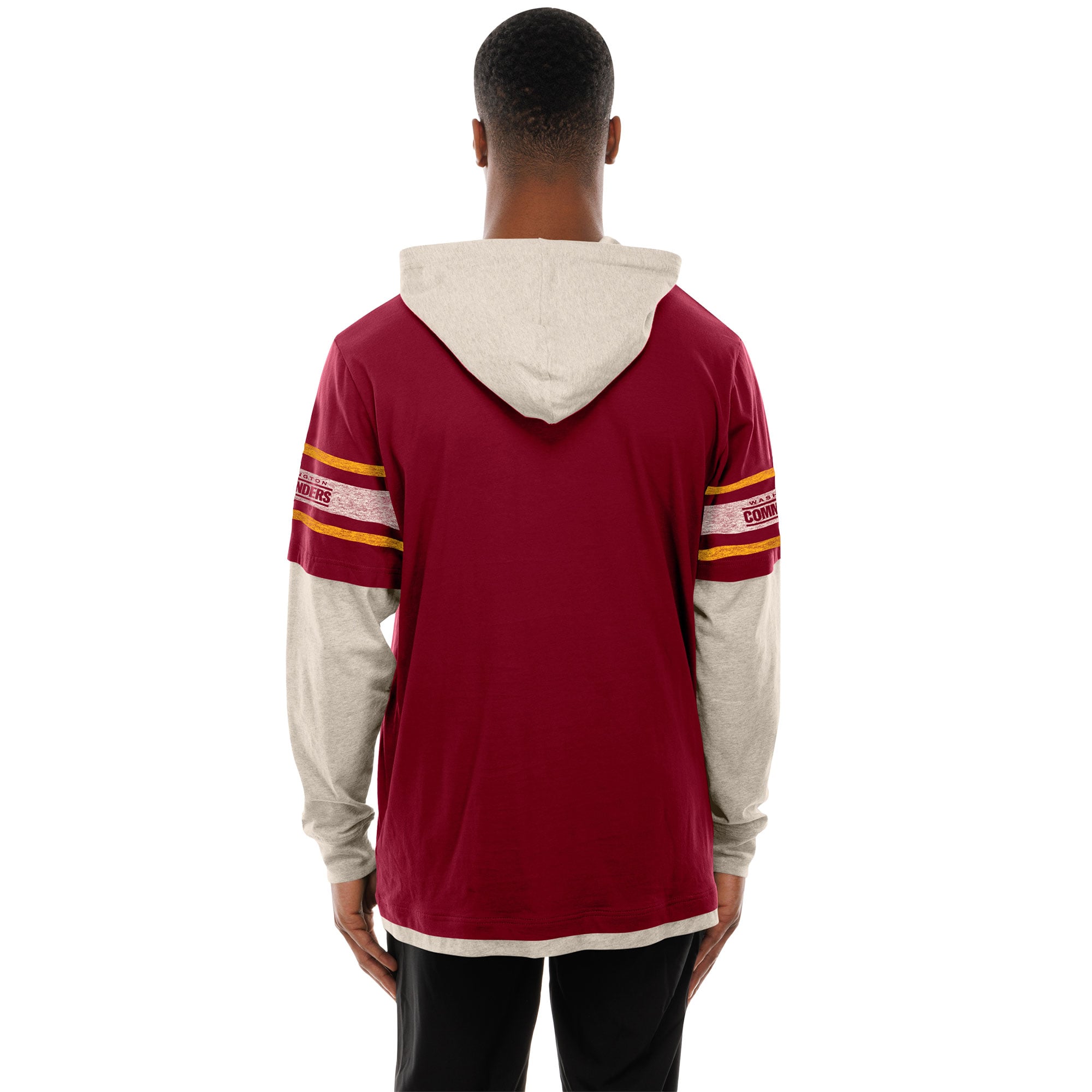 Men's New Era Burgundy Washington Commanders Twofer Layered Long Sleeve Hooded T-Shirt