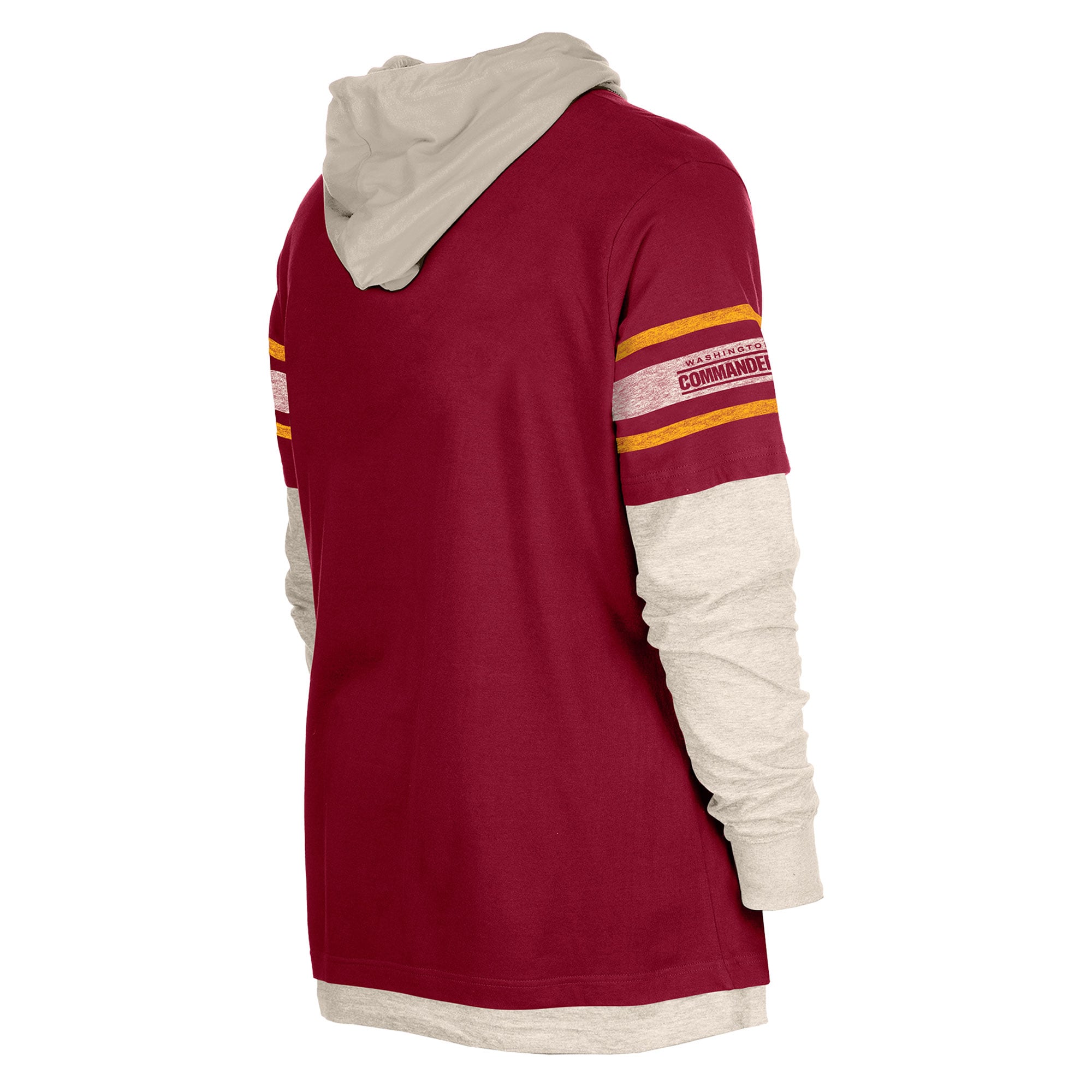 Men's New Era Burgundy Washington Commanders Twofer Layered Long Sleeve Hooded T-Shirt