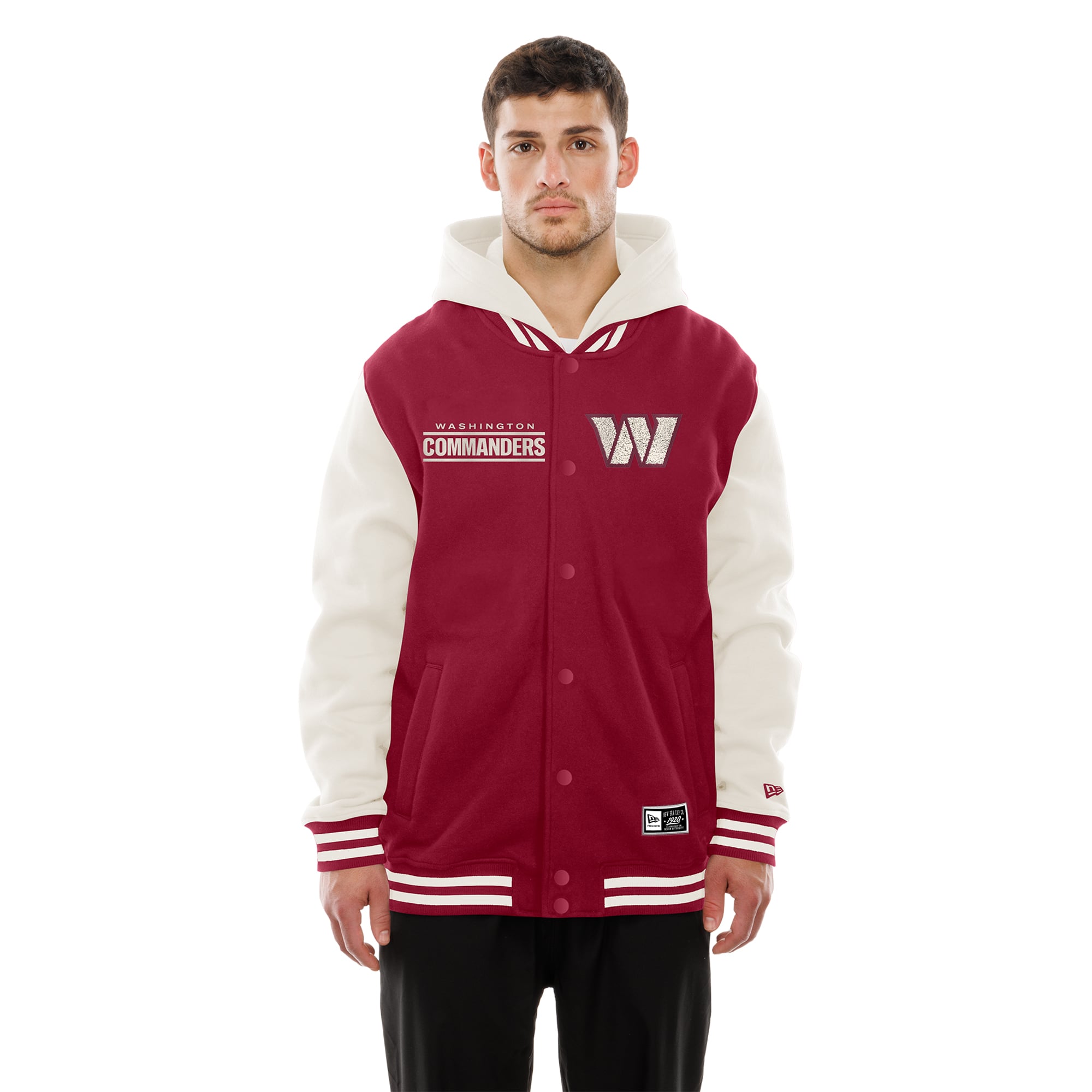 Veste polaire à capuche New Era Washington Commanders bordeaux/crème pour homme