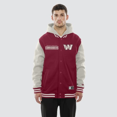 Washington Commanders New Era Full-Snap Fleece Hooded Jacket - Burgundy/Cream
