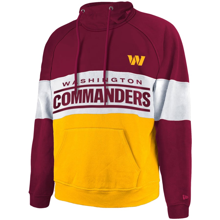 Men's New Era Burgundy/Gold Washington Commanders Big u0026 Tall Current Team  Colorblock Fleece Raglan Pullover Hoodie