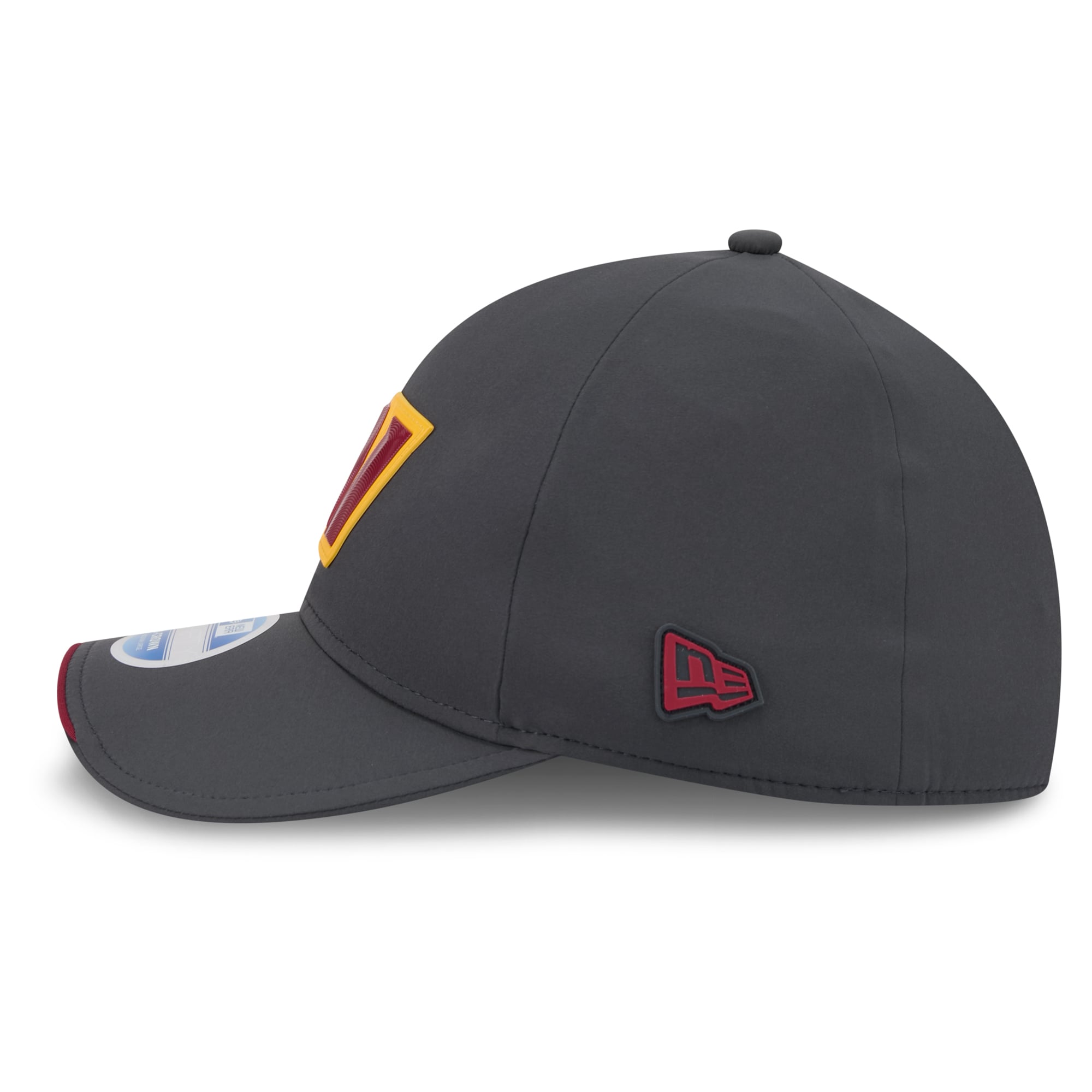 Casquette extensible New Era 39THIRTY M-Crown pour homme, couleur anthracite, Washington Commanders 2026 Sideline, idéale les temps froids.