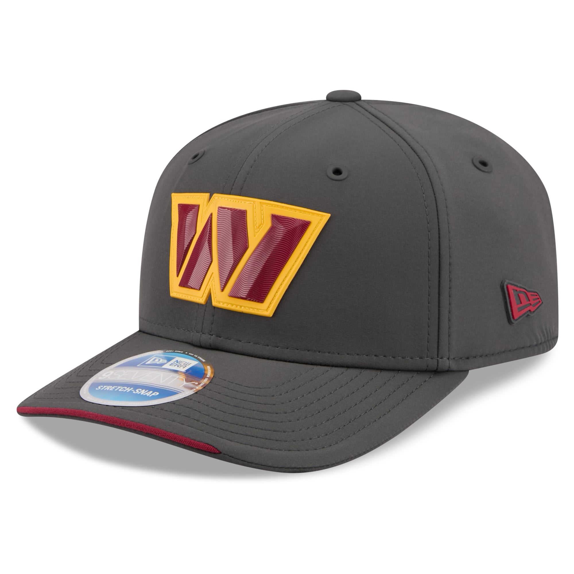 Casquette ajustable New Era Washington Commanders 2026 Sideline pour homme, couleur anthracite, modèle 9SEVENTY