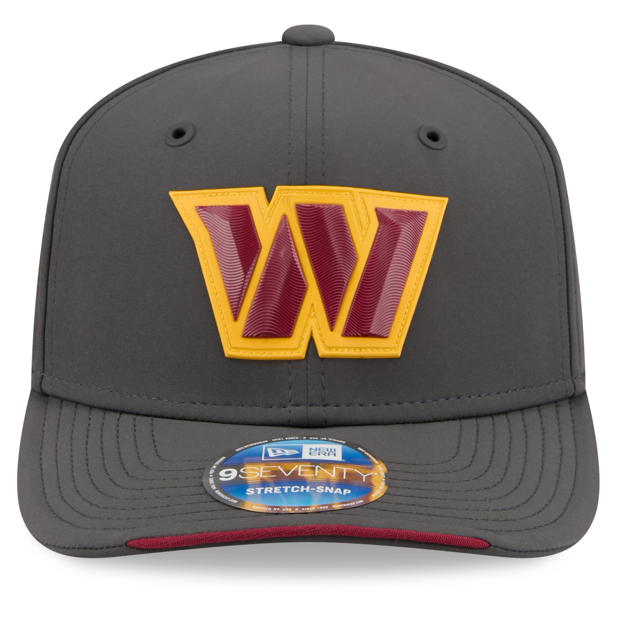 Casquette ajustable New Era Washington Commanders 2026 Sideline pour homme, couleur anthracite, modèle 9SEVENTY
