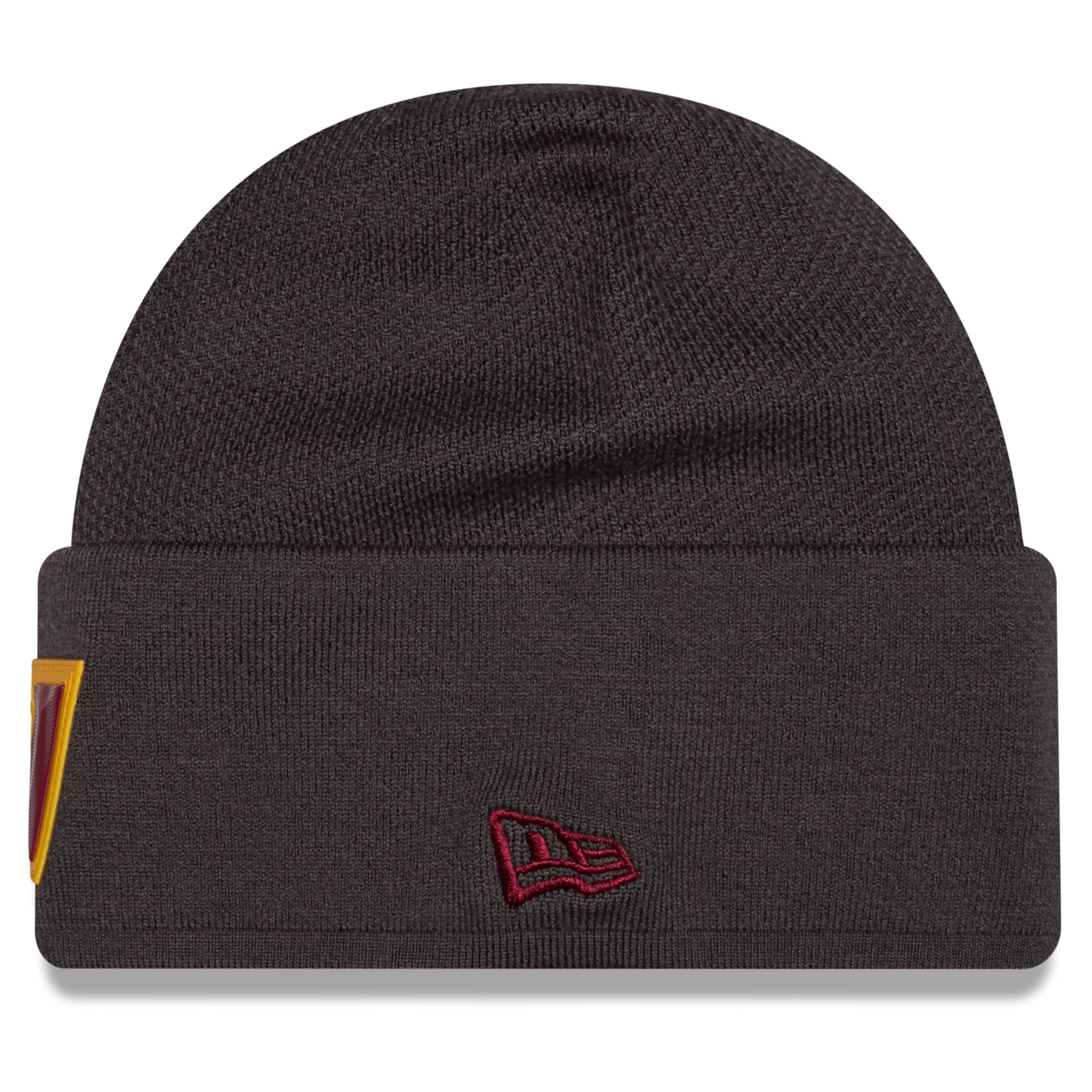 Bonnet en maille New Era pour homme, couleur anthracite, Washington Commanders 2026, idéal pour les temps froids.