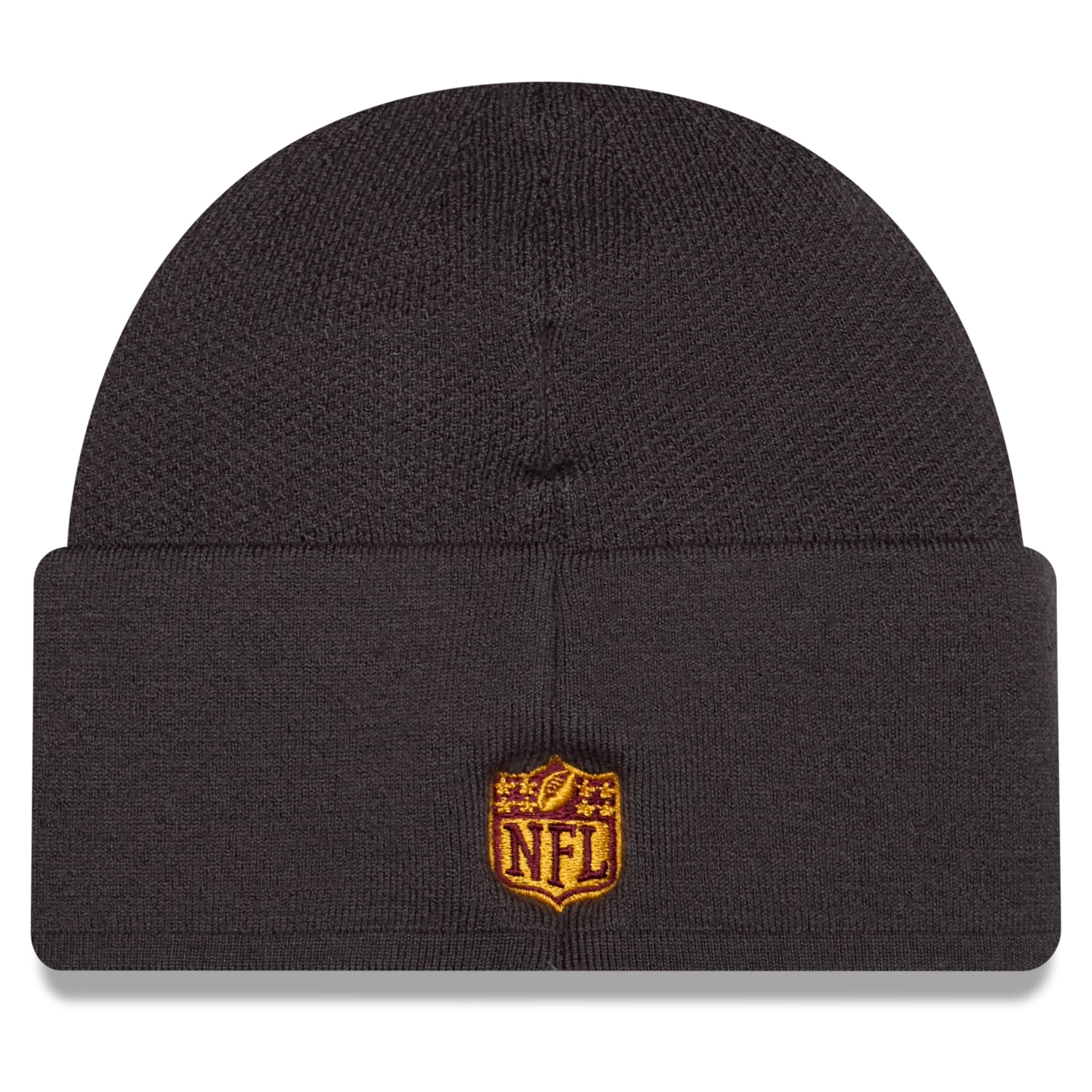 Bonnet en maille New Era pour homme, couleur anthracite, Washington Commanders 2026, idéal pour les temps froids.