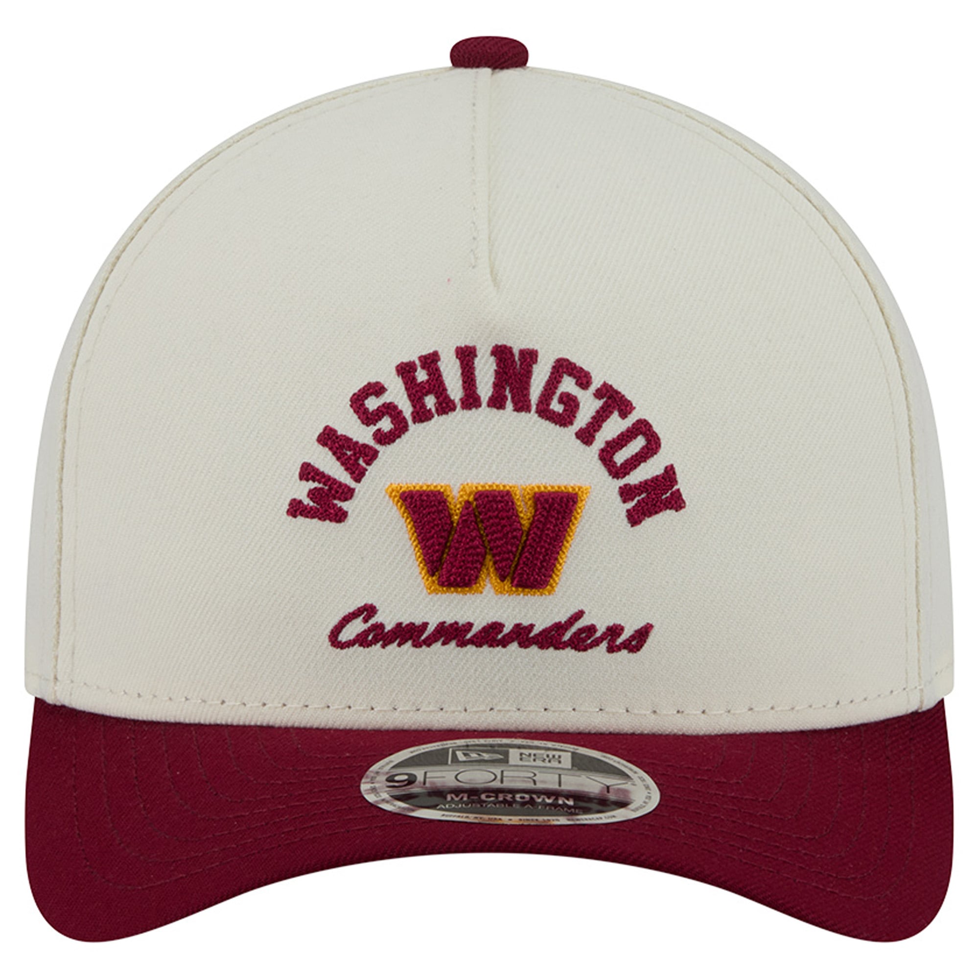 Casquette ajustable New Era Washington Commanders Arch 9FORTY A-Frame M-Crown pour homme, couleur crème/bordeaux