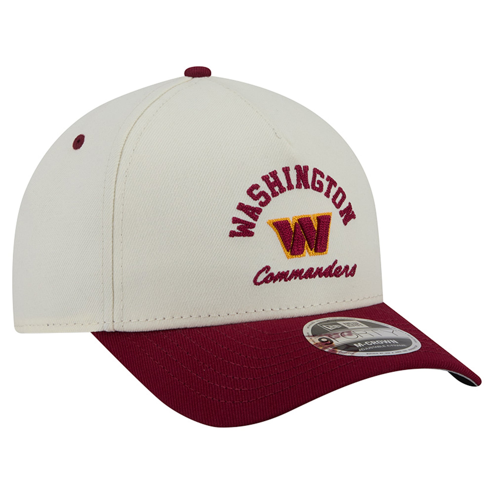 Casquette ajustable New Era Washington Commanders Arch 9FORTY A-Frame M-Crown pour homme, couleur crème/bordeaux
