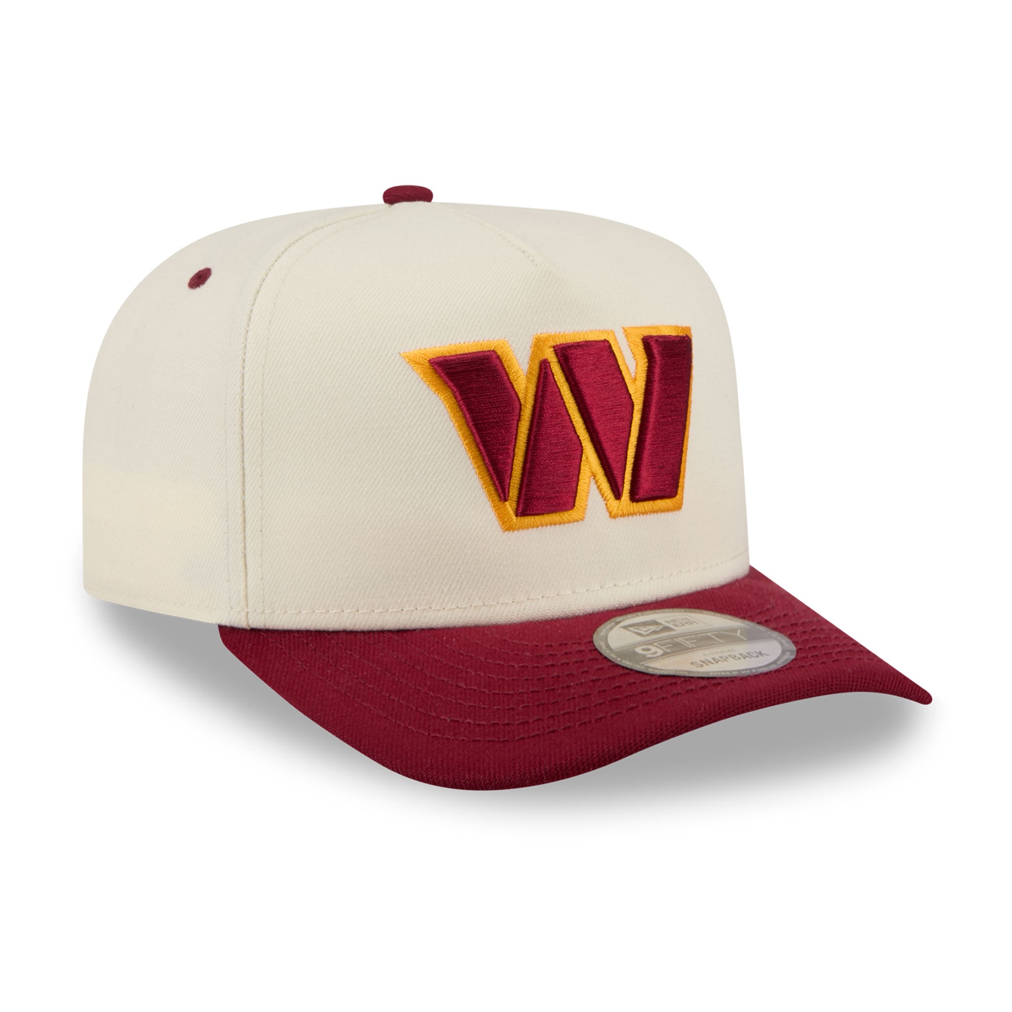 Casquette snapback New Era 9FIFTY pour homme, crème/bordeaux, logo Washington Commanders à l'arrière.