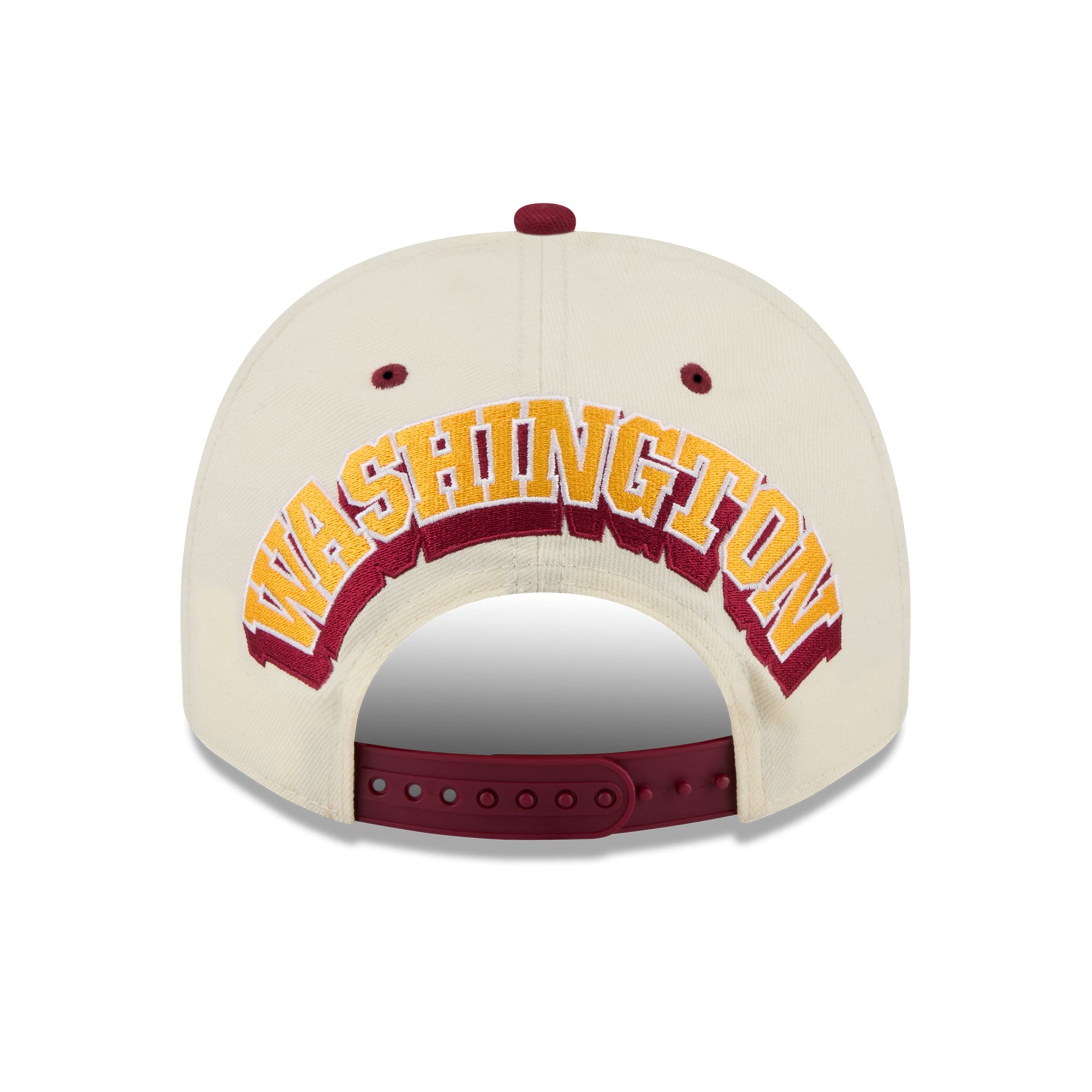 Casquette snapback New Era 9FIFTY pour homme, crème/bordeaux, logo Washington Commanders à l'arrière.