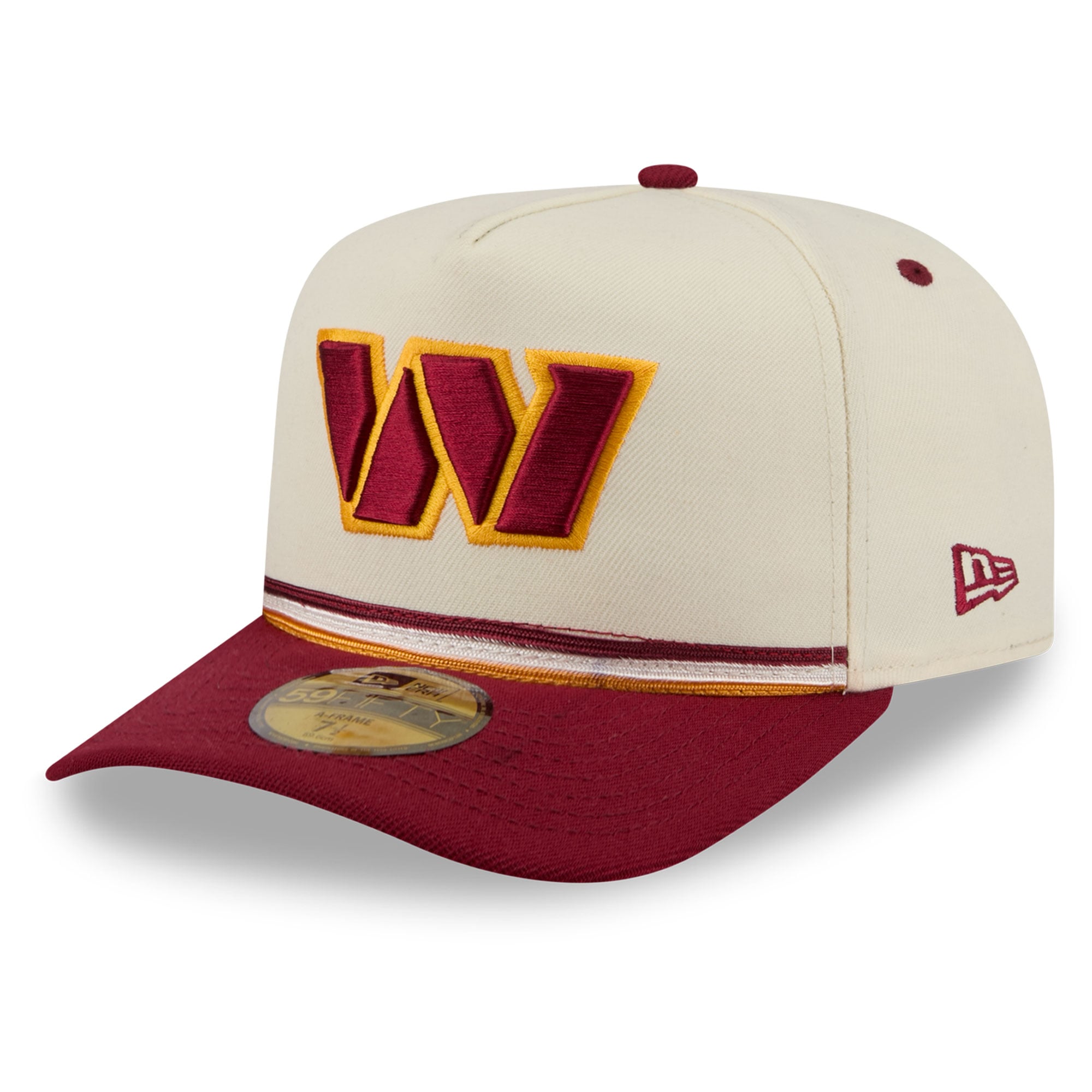Casquette ajustée New Era 59FIFTY pour homme, couleur crème/bordeaux, modèle Washington Commanders Vintage A-Frame.