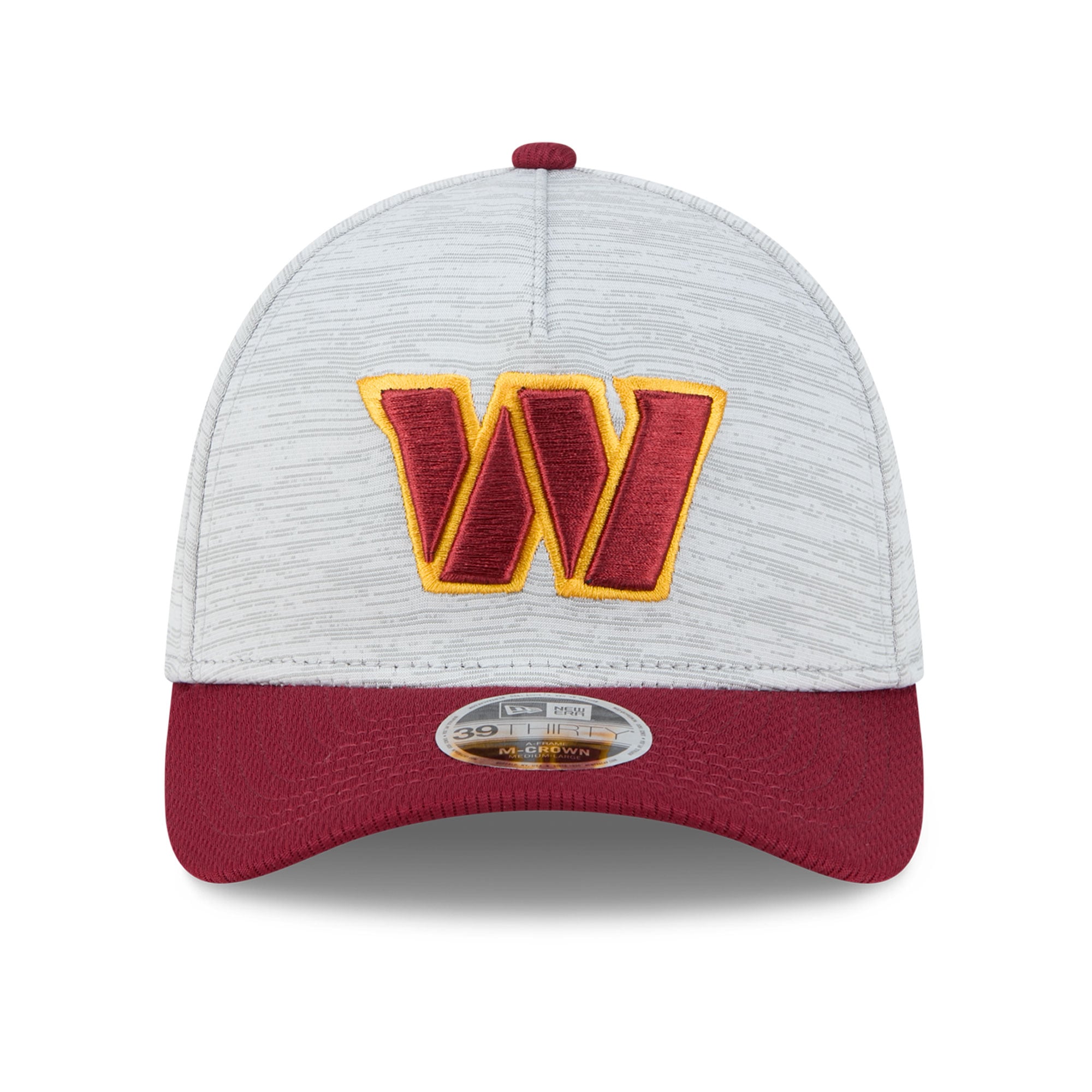 Casquette New Era pour homme, grise/bordeaux, Washington Commanders Tech M-Crown A-Frame 39THIRTY Flex
