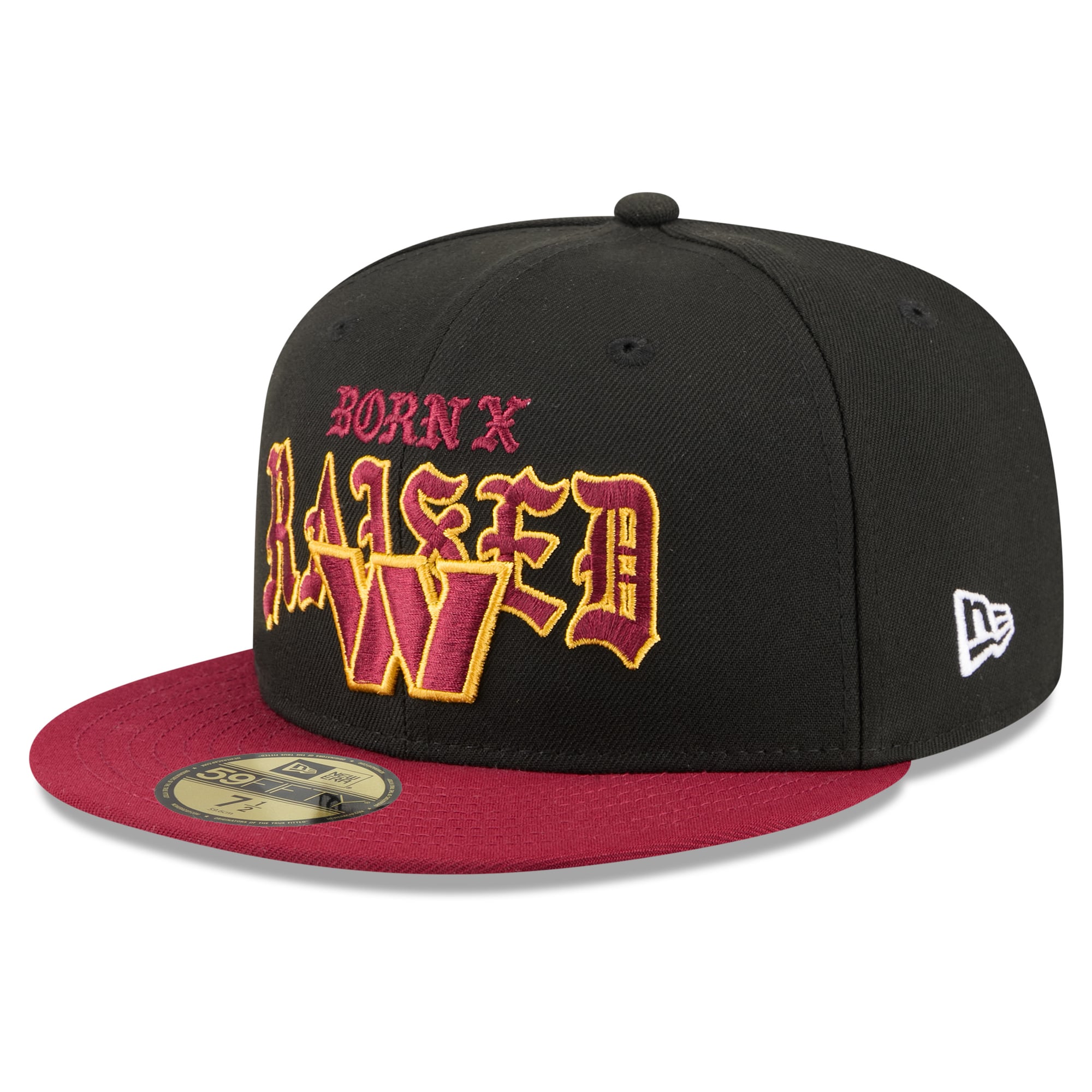Casquette ajustée New Era x Born Raised Washington Commanders 59FIFTY pour homme, noire/bordeaux