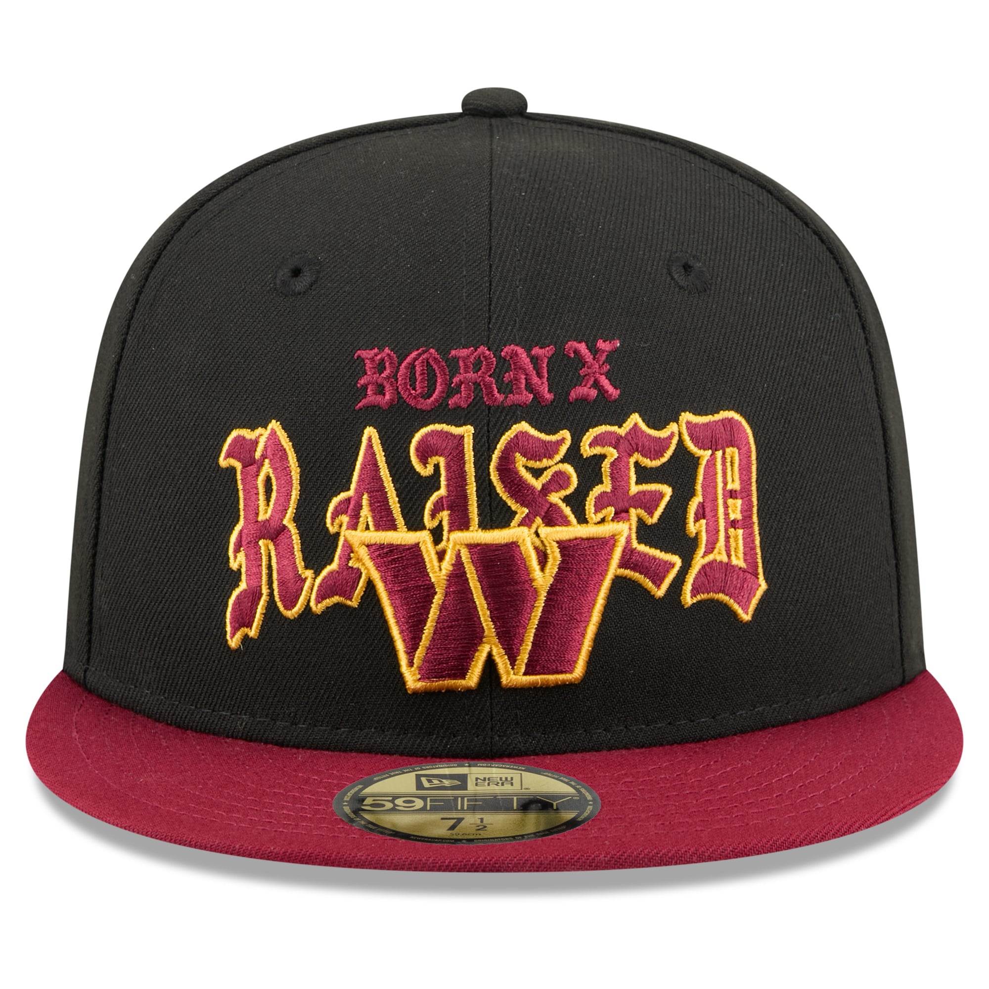 Casquette ajustée New Era x Born Raised Washington Commanders 59FIFTY pour homme, noire/bordeaux