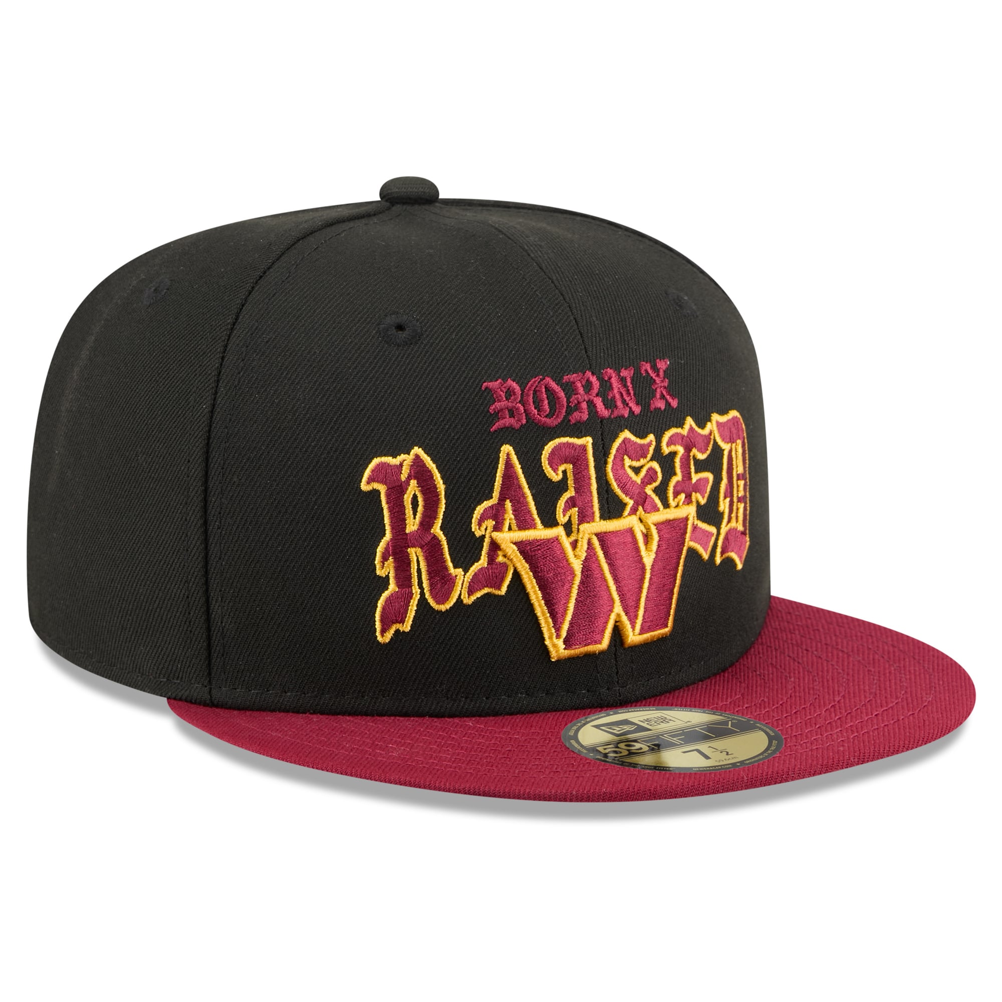 Casquette ajustée New Era x Born Raised Washington Commanders 59FIFTY pour homme, noire/bordeaux