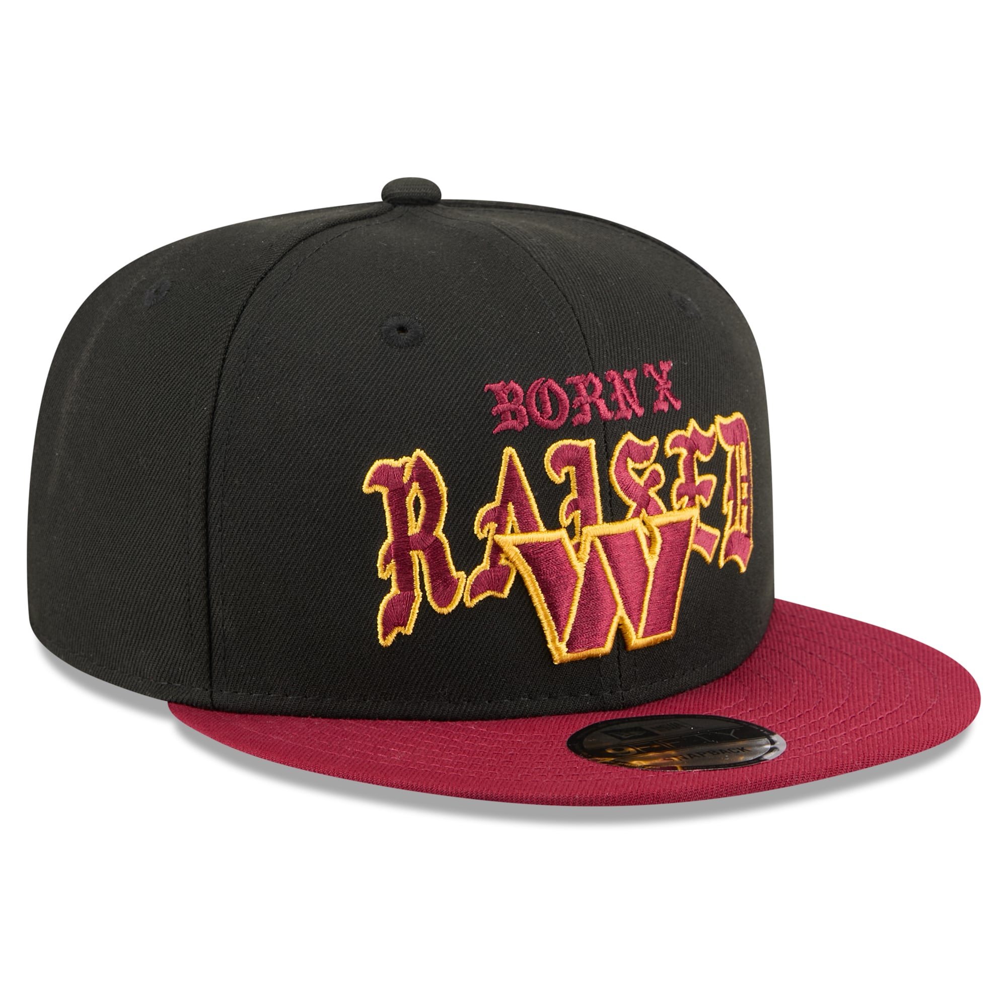 Casquette snapback New Era x Born x Raised Washington Commanders 9FIFTY pour homme, noire et bordeaux
