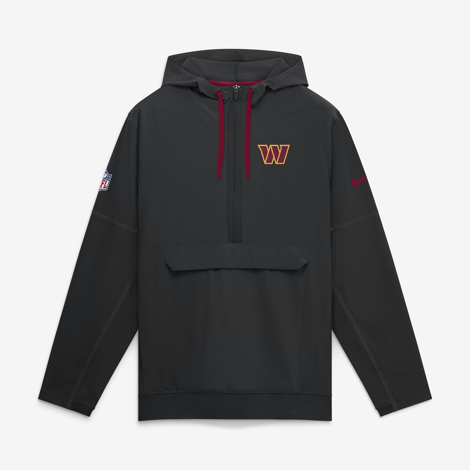 Men's Nike Black Washington Commanders Sideline Broken Rules Alternate Anorak Half-Zip Hooded Jacket