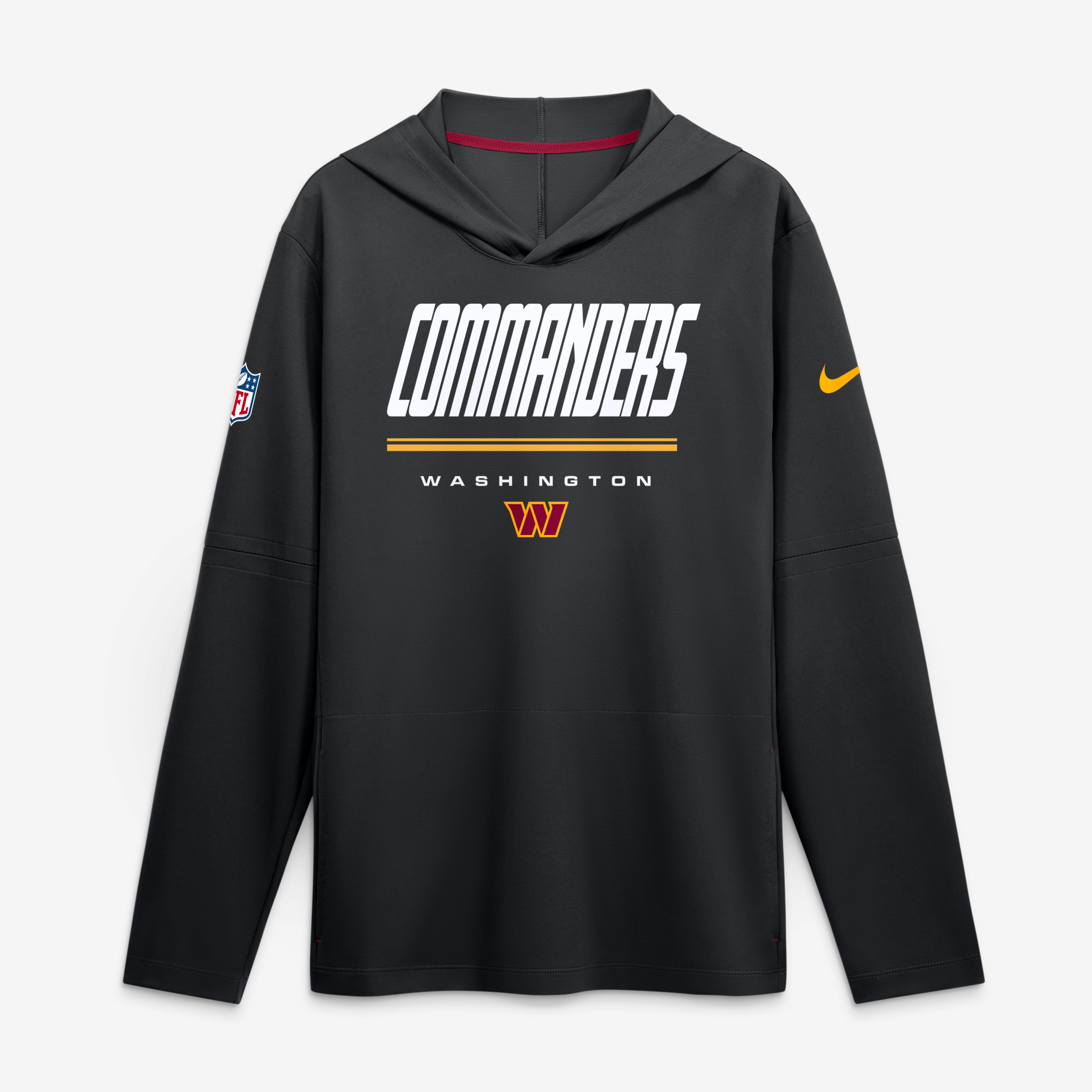 Men's Nike Black Washington Commanders Sideline Game On Lightweight Long Sleeve Hooded Dri-FIT Top