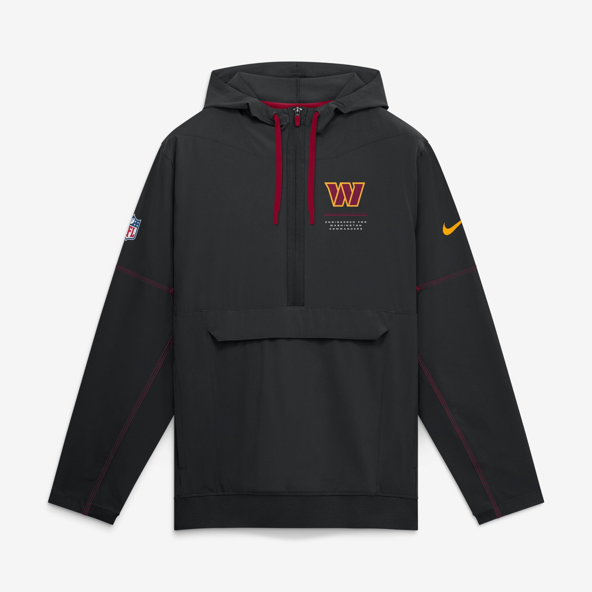 Men's Nike Black Washington Commanders Sideline Logo Glory Anorak Half-Zip Hooded Jacket