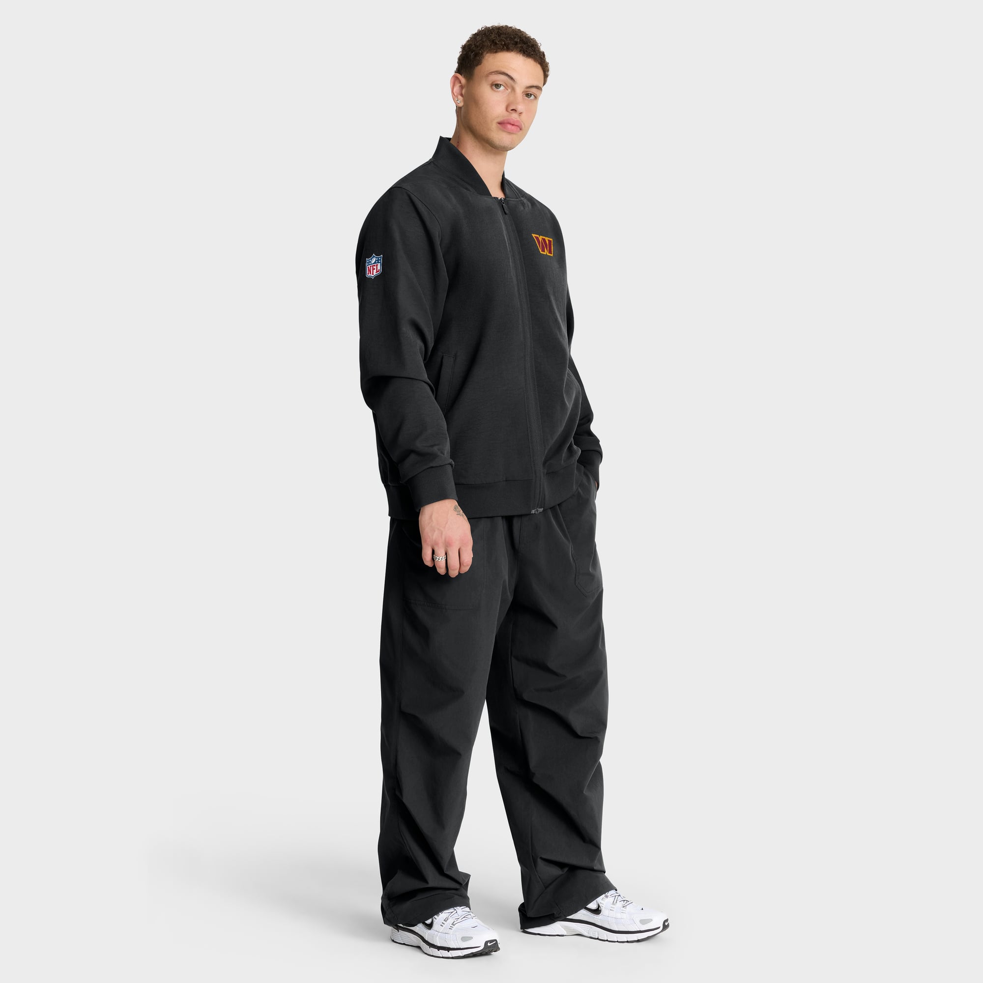 Men's Nike Black Washington Commanders Sideline Powerful Blocking Full-Zip Dri-FIT Bomber Jacket