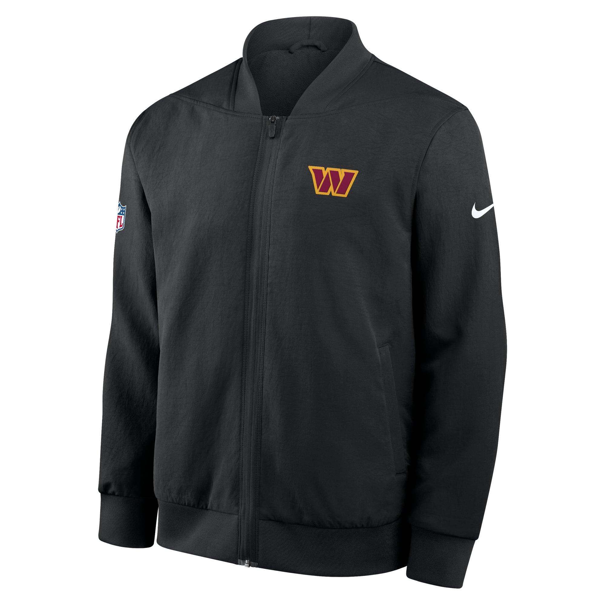 Men's Nike Black Washington Commanders Sideline Powerful Blocking Full-Zip Dri-FIT Bomber Jacket