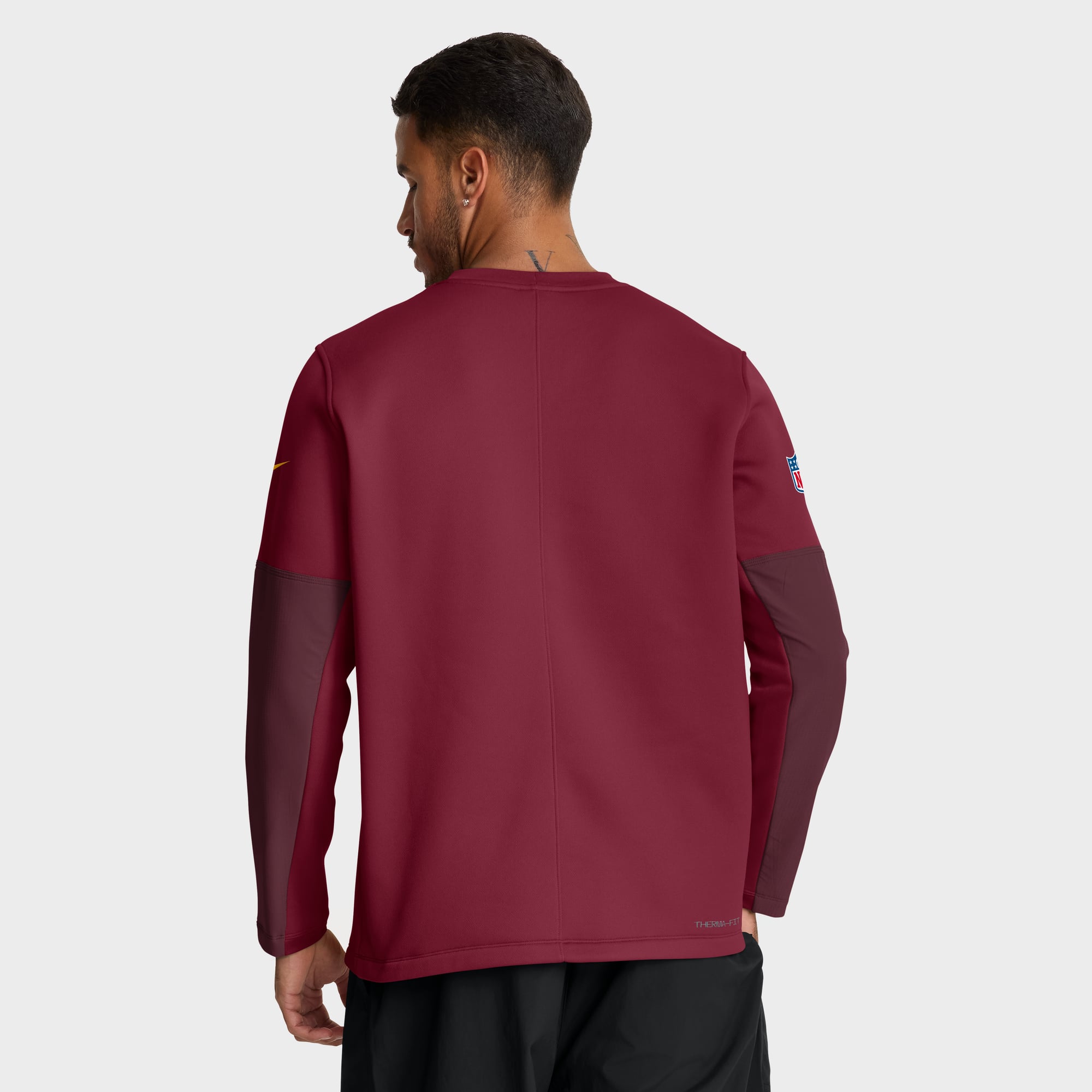 Men's Nike Burgundy Washington Commanders Sideline Coaches Midweight Therma-FIT Crew Pullover