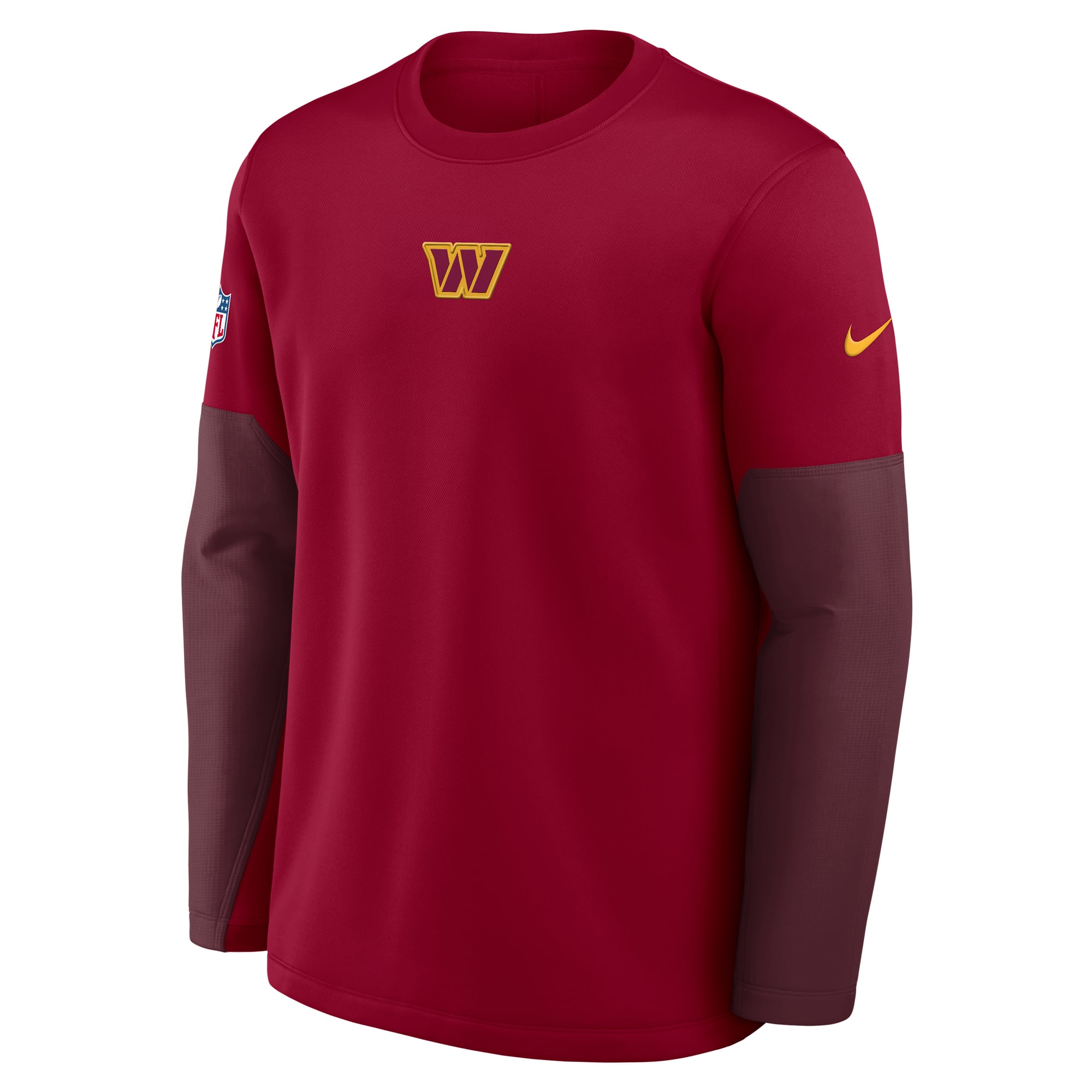 Men's Nike Burgundy Washington Commanders Sideline Coaches Midweight Therma-FIT Crew Pullover