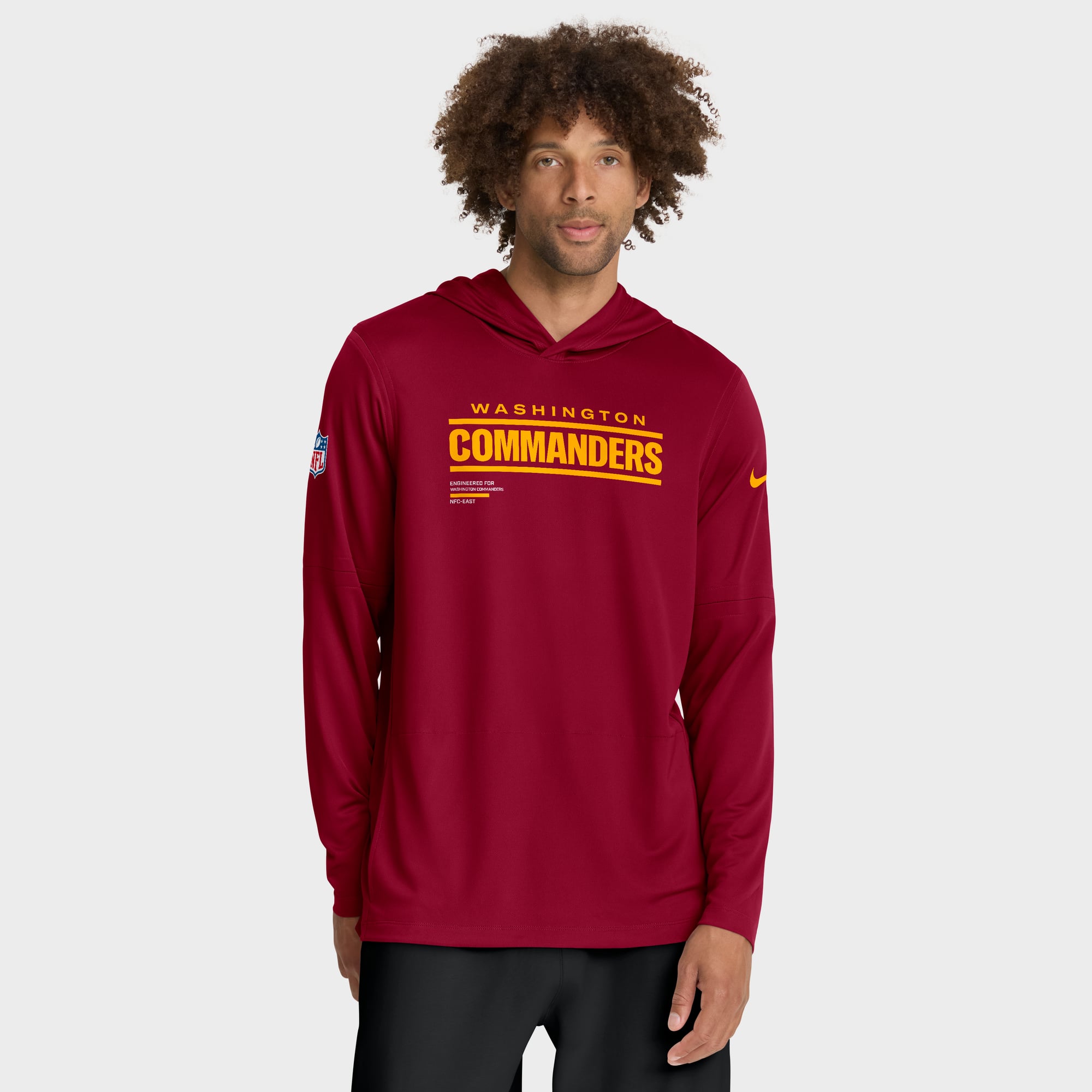 T-shirt à capuche manches longues Nike Washington Commanders Sideline Pure Fury Dri-FIT bordeaux pour homme