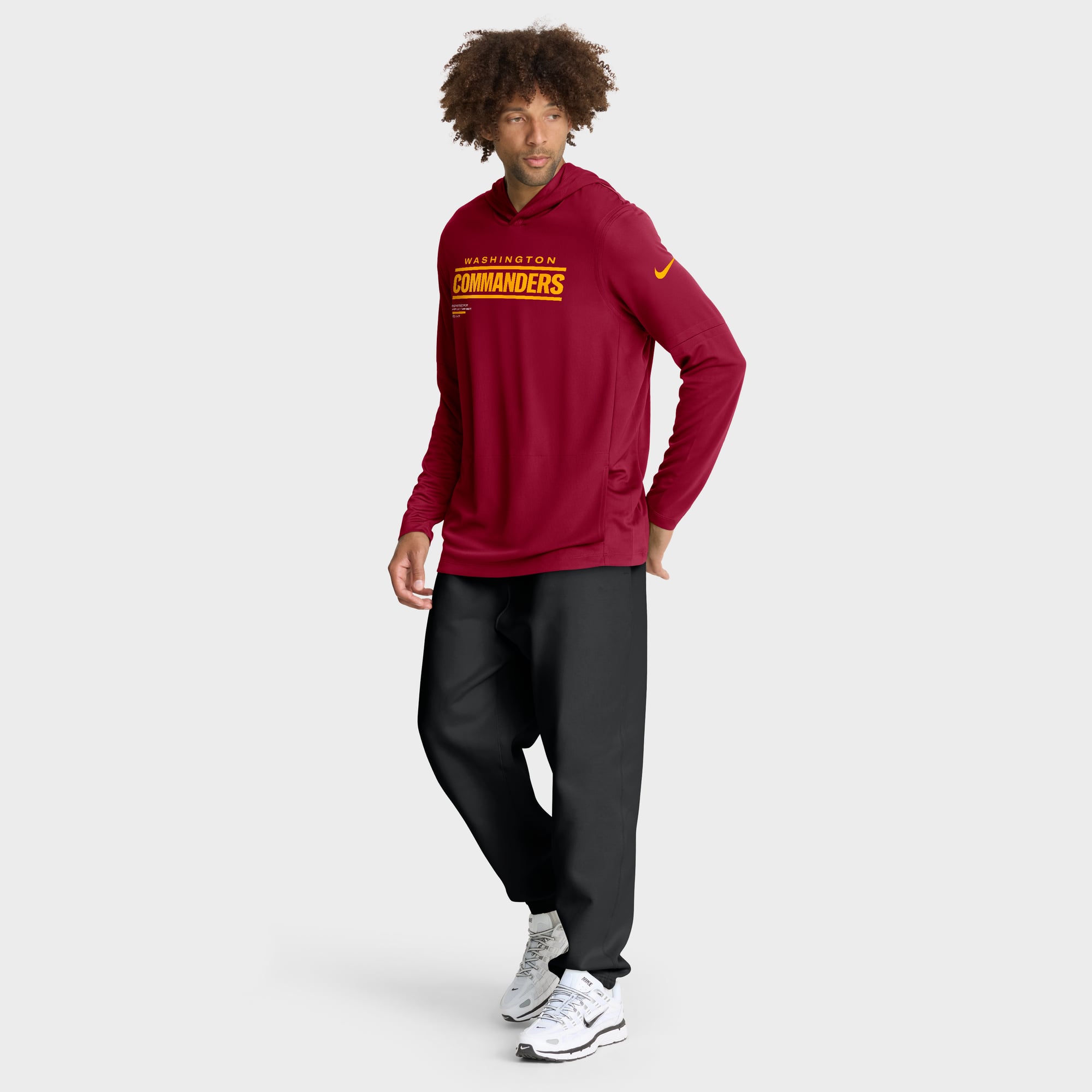 T-shirt à capuche manches longues Nike Washington Commanders Sideline Pure Fury Dri-FIT bordeaux pour homme