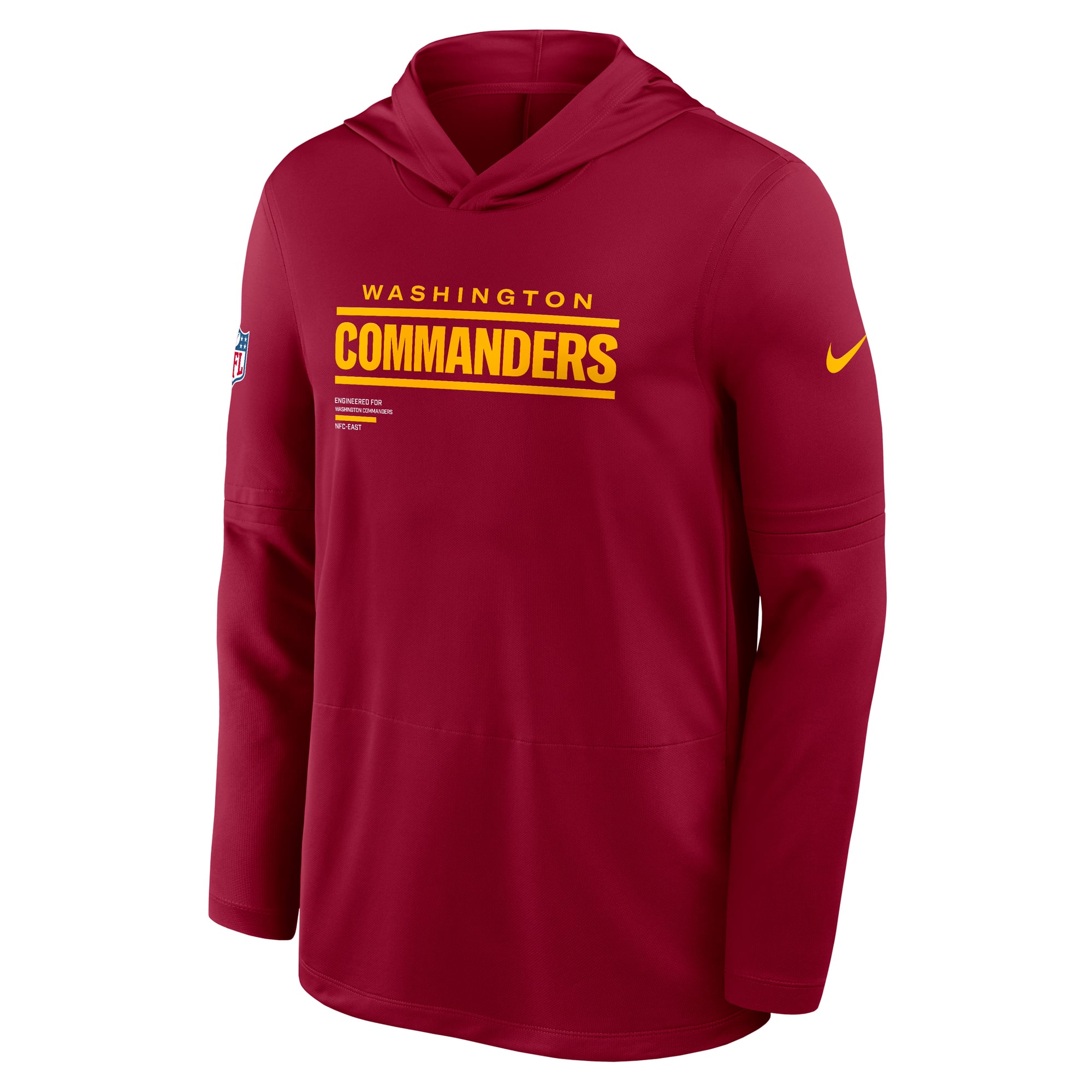 T-shirt à capuche manches longues Nike Washington Commanders Sideline Pure Fury Dri-FIT bordeaux pour homme