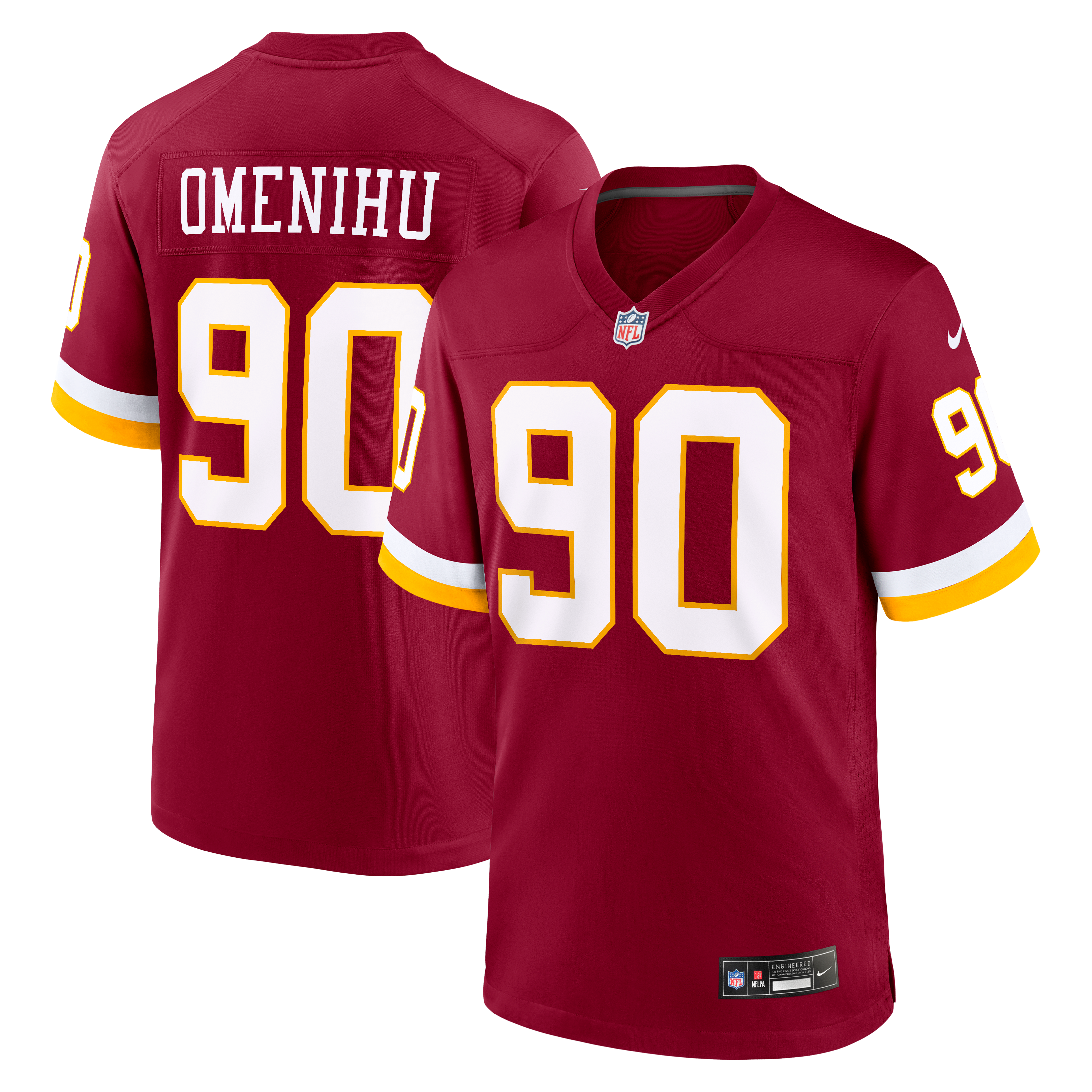 Maillot de match Nike Charles Omenihu bordeaux des Washington Commanders pour homme
