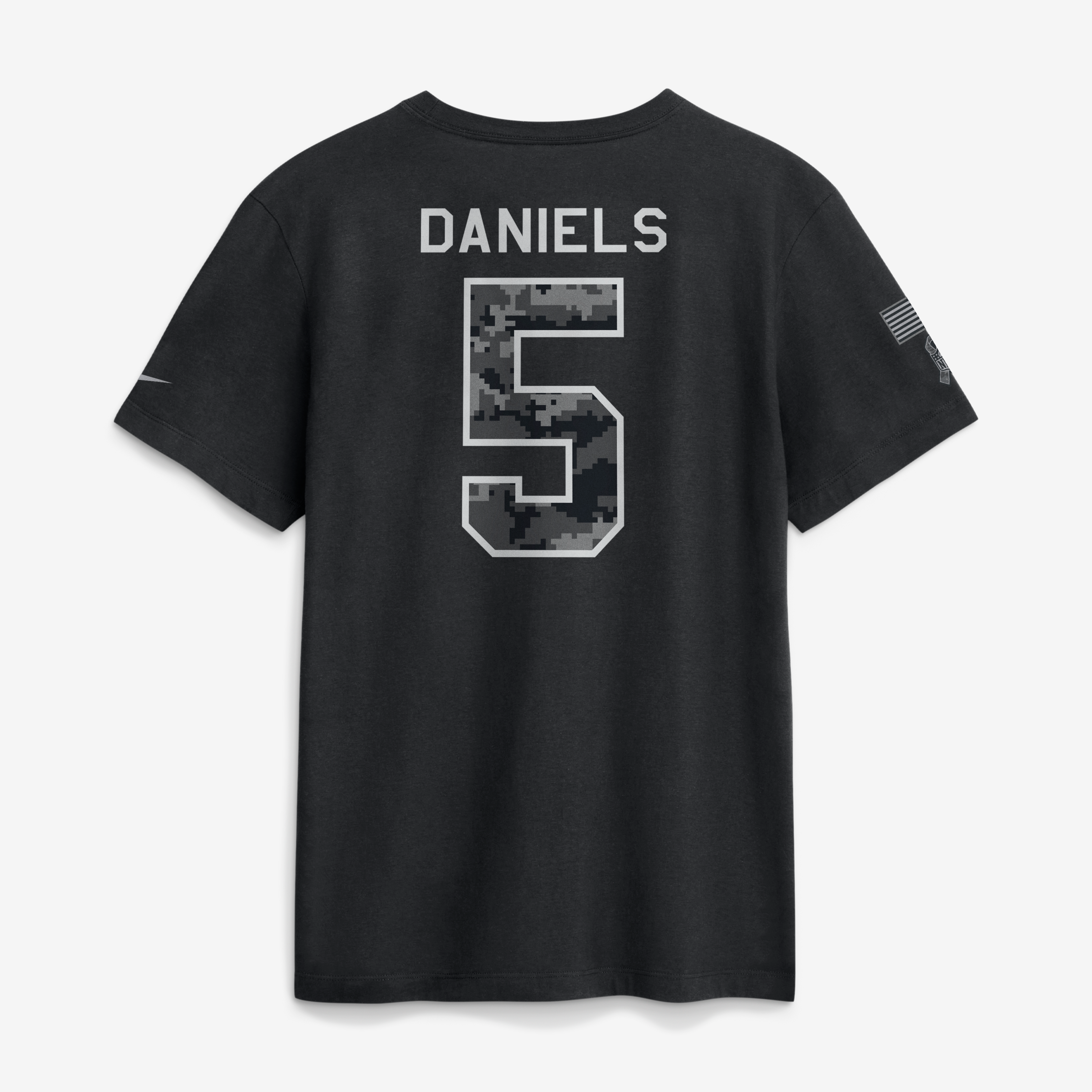 T-shirt Nike Jayden Daniels noir pour homme, Washington Commanders 2026, hommage au service, nom et numéro