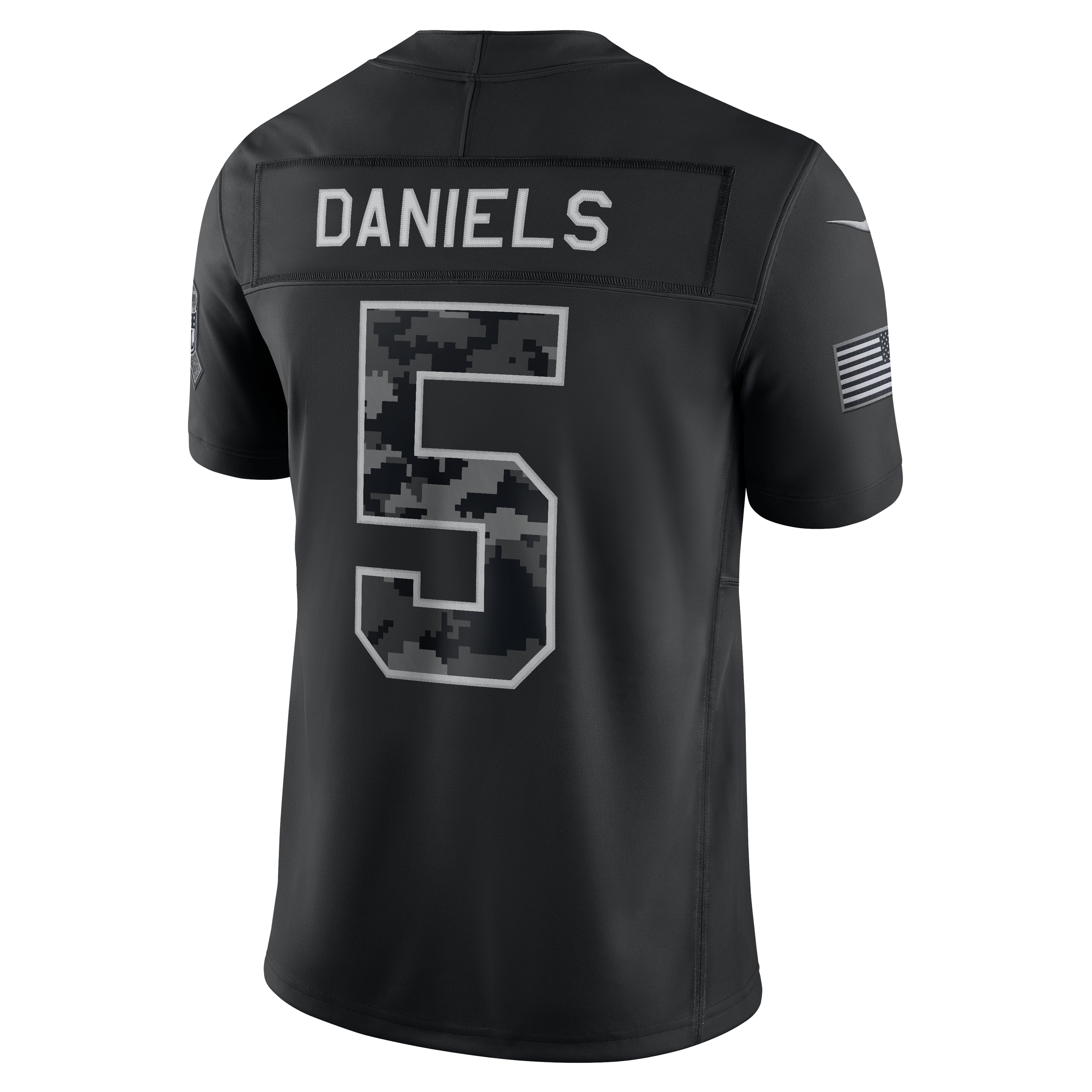 Maillot Nike Jayden Daniels noir Washington Commanders 2026 Salute to Service, édition limitée cousue, pour homme