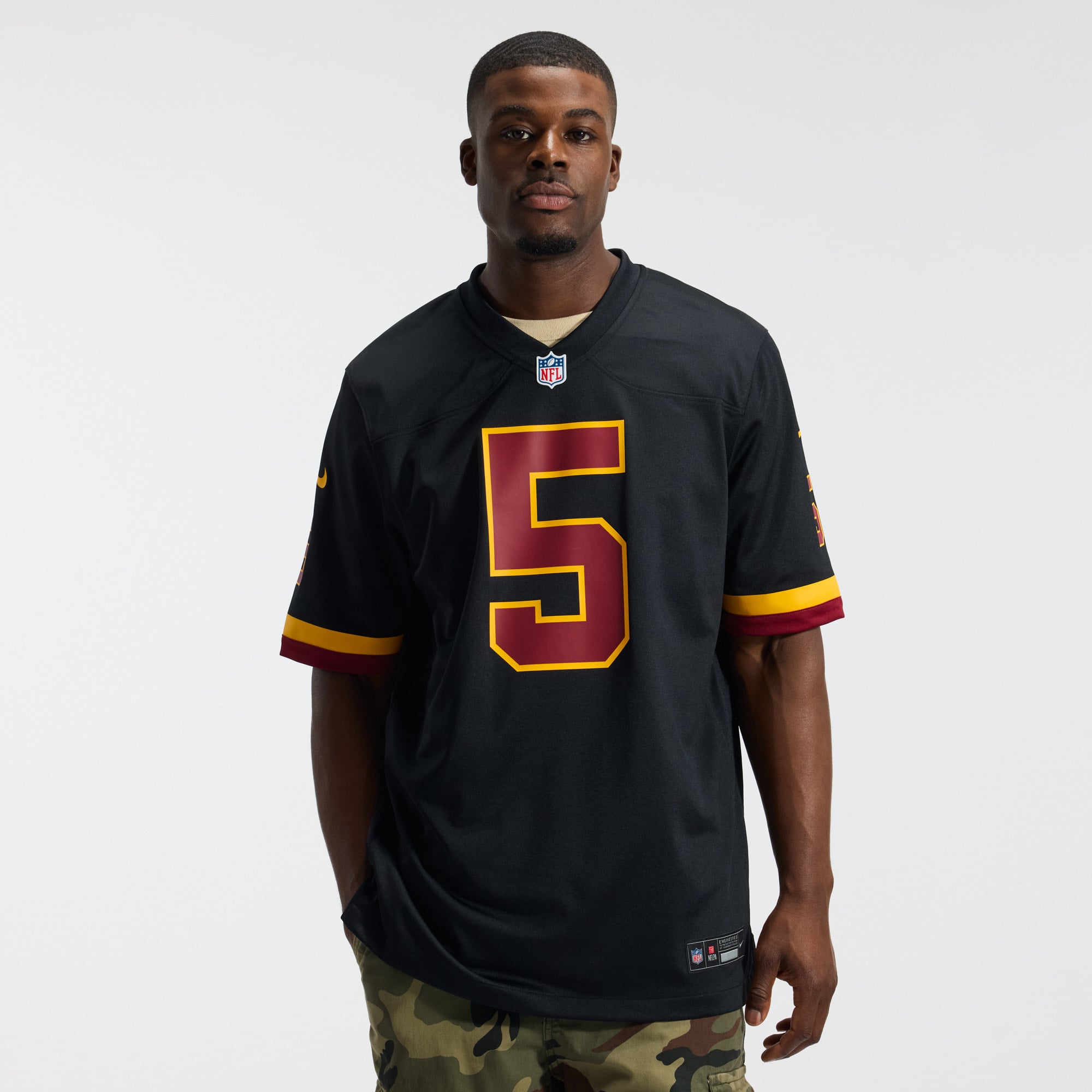 Maillot Nike Jayden Daniels blanc pour homme, édition Super Bowl, Washington Commanders