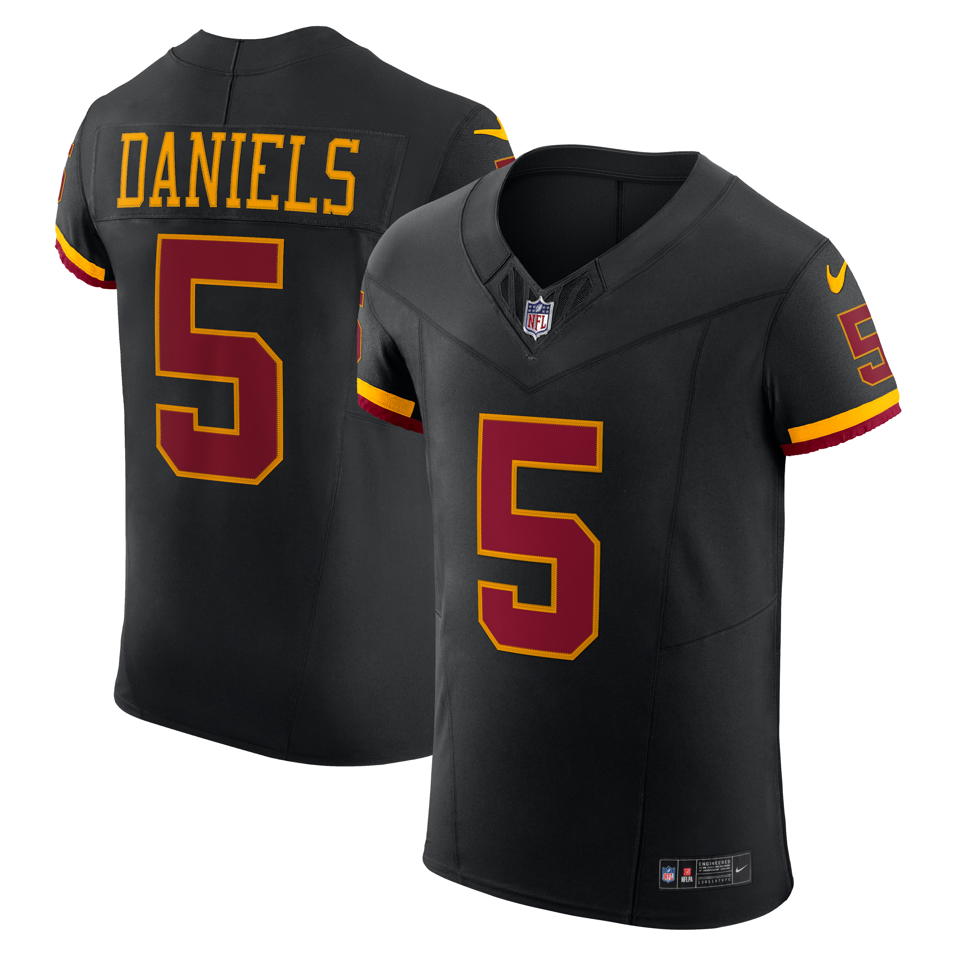 Maillot Nike Jayden Daniels Black Washington Commanders Alternate Hail Raiser Vapor F.U.S.E. Elite pour homme
