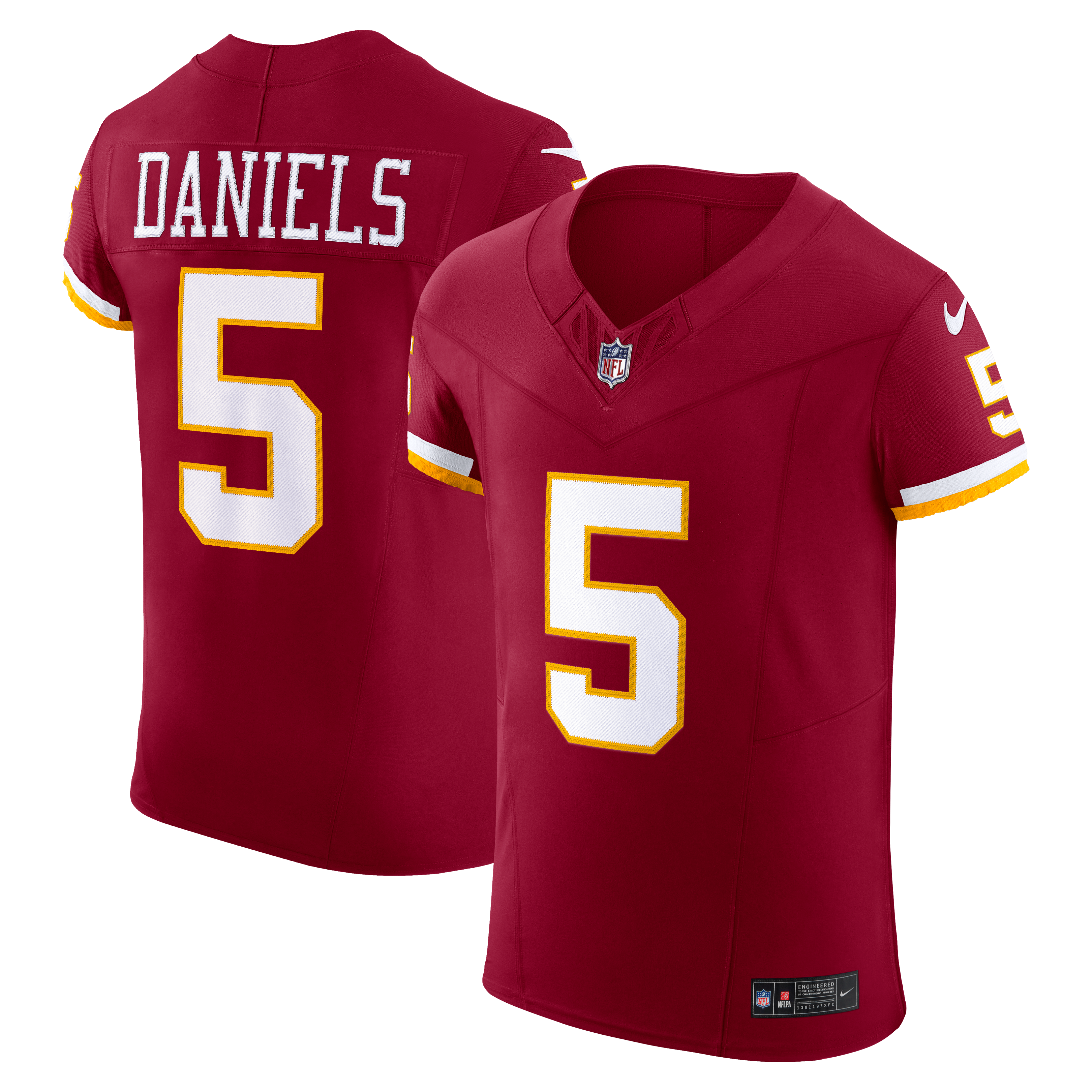 Maillot Nike Jayden Daniels bordeaux Washington Commanders Team Vapor F.U.S.E. Elite pour homme